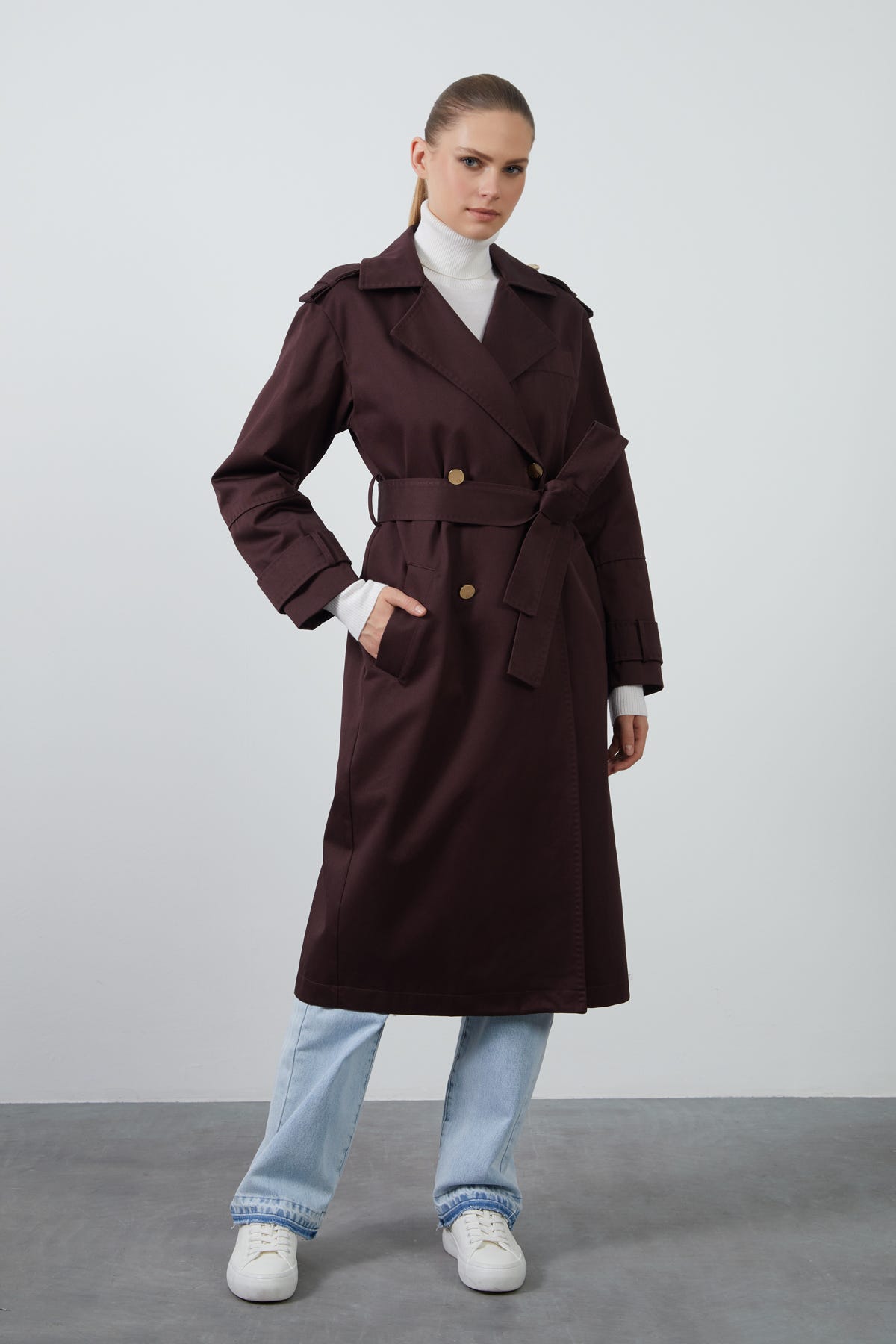 Kuşaklı Kruvaze Trenckot