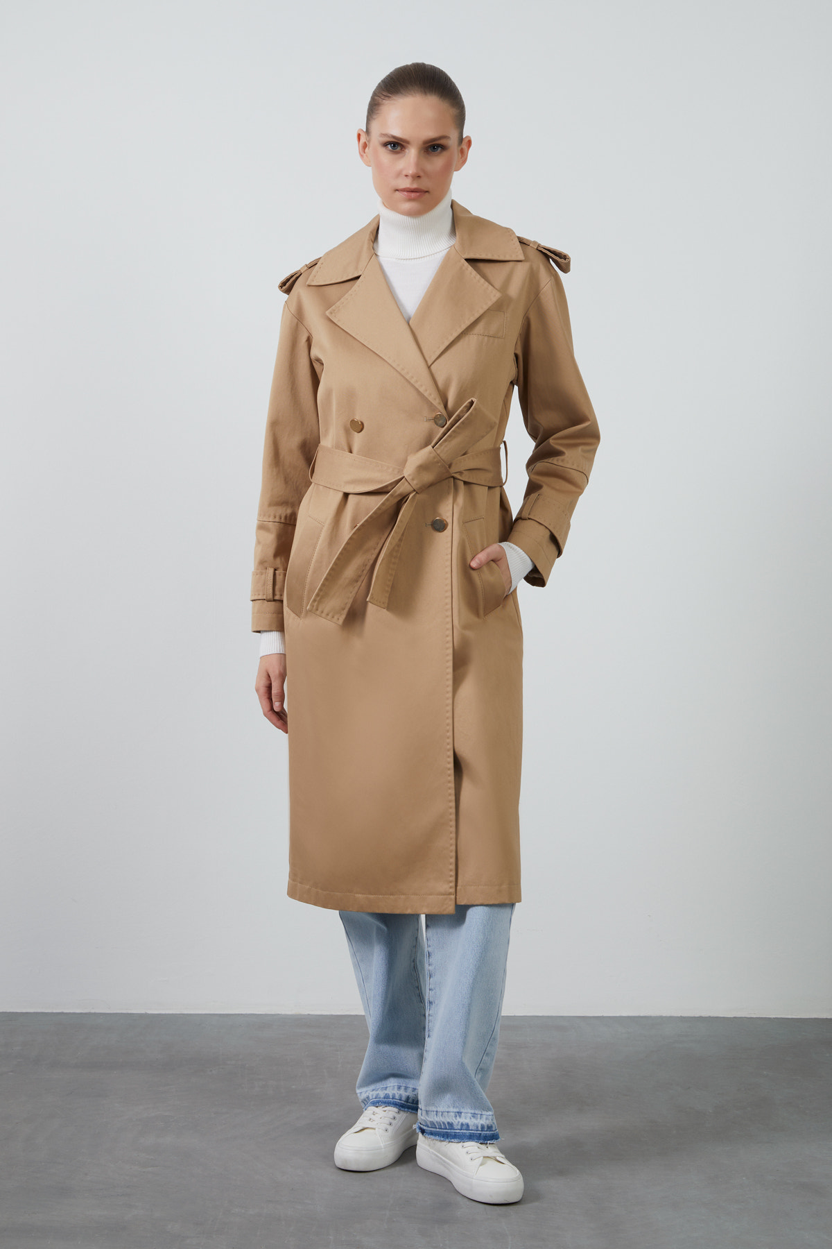 Kuşaklı Kruvaze Trenckot