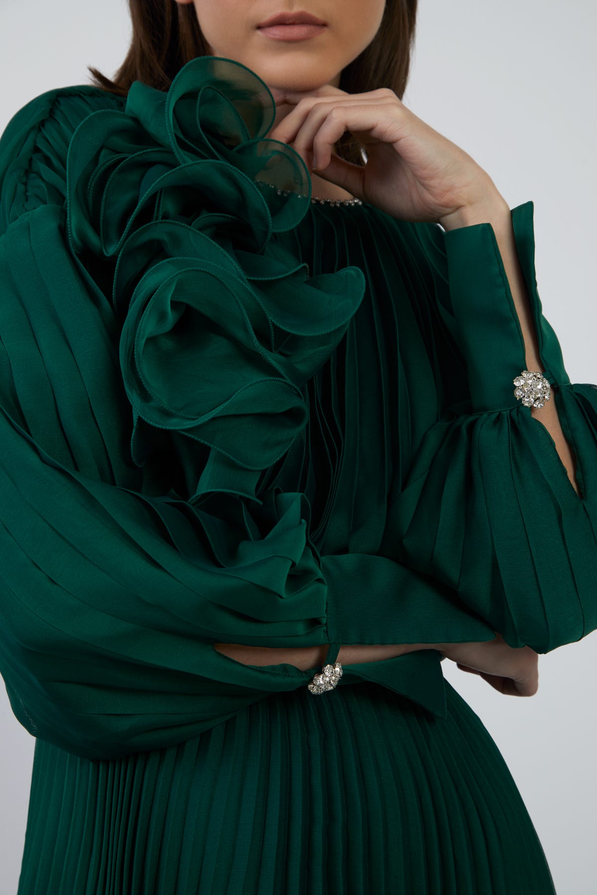 Pliseli Maxi Kloş Abiye Elbise