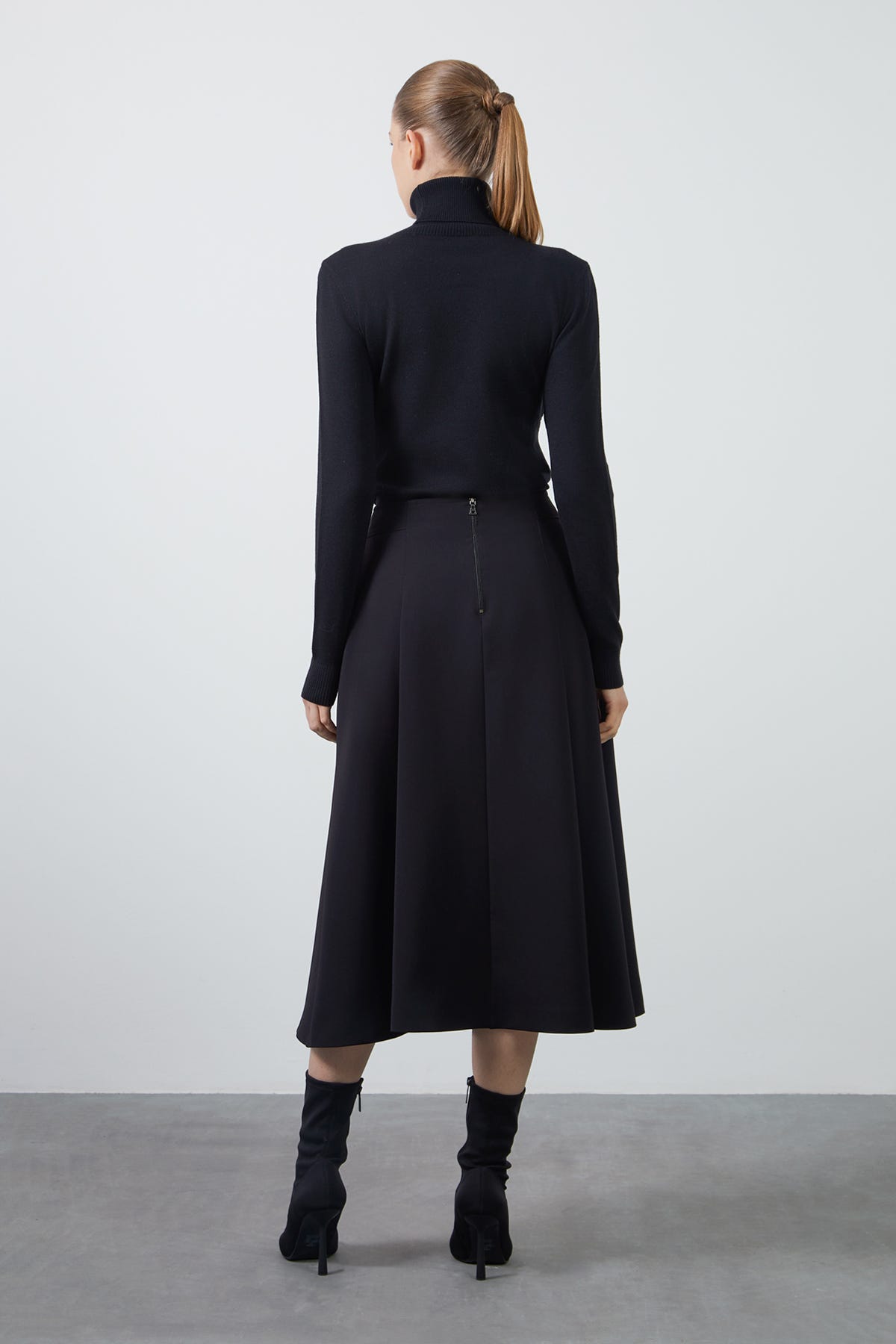 Yüksek Bel Mercan Kloş Etek