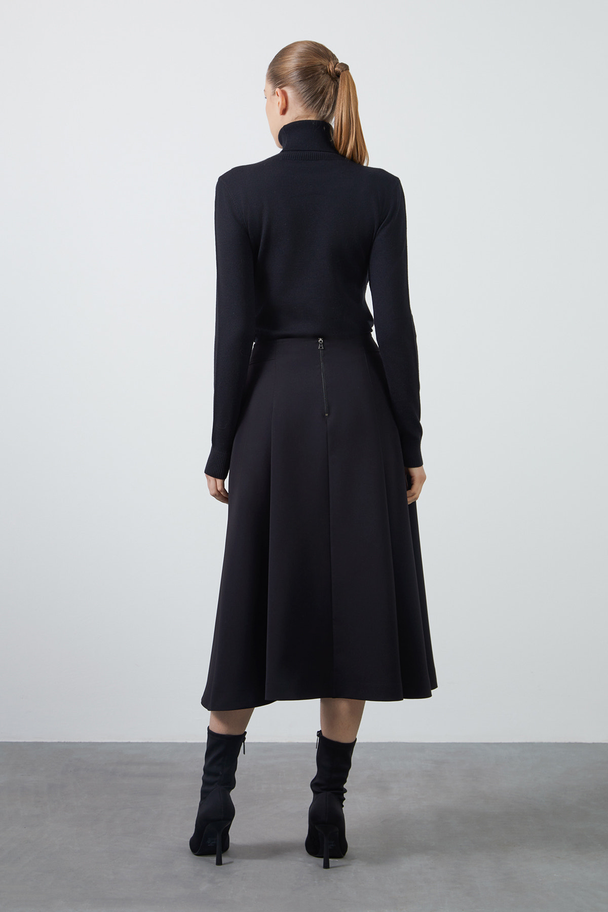 Yüksek Bel Mercan Kloş Etek