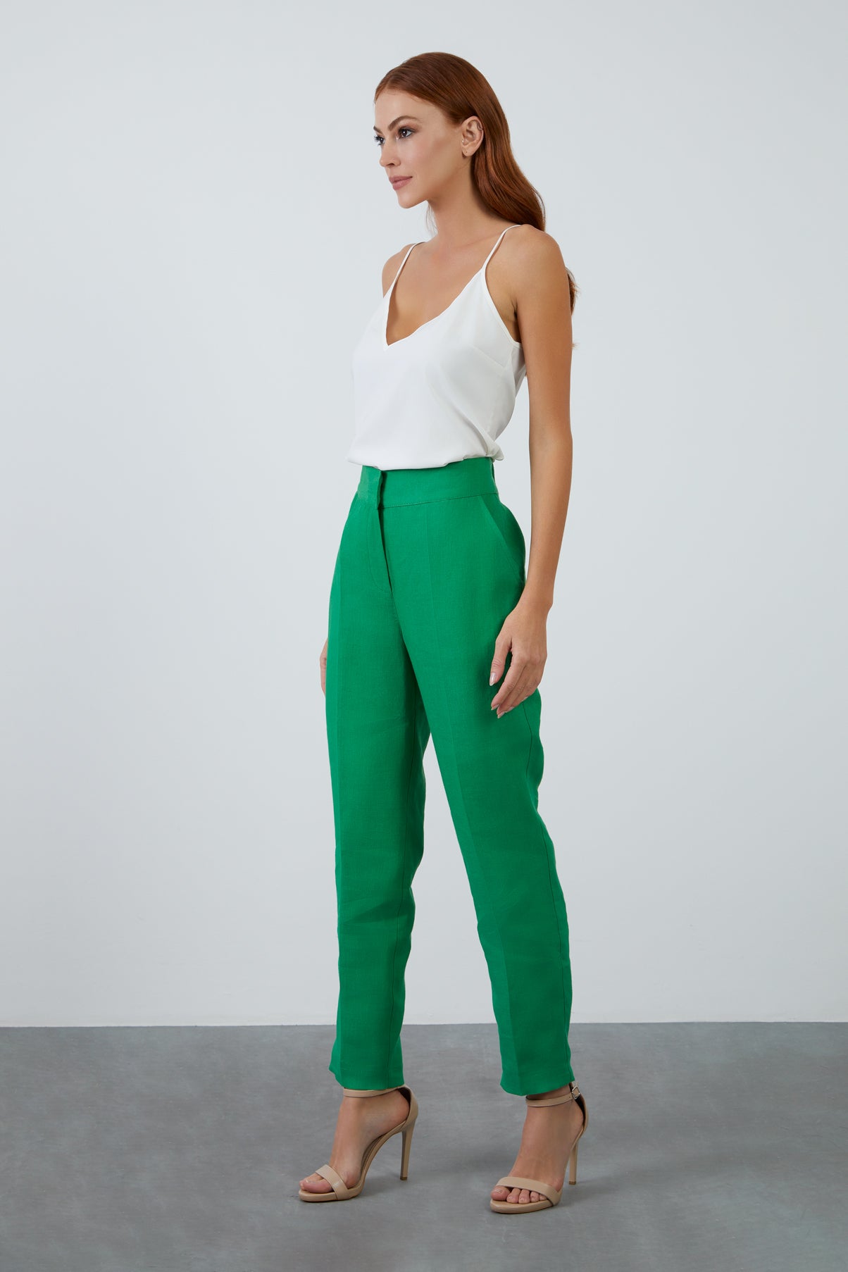 Cepli Keten Koyu Pantolon