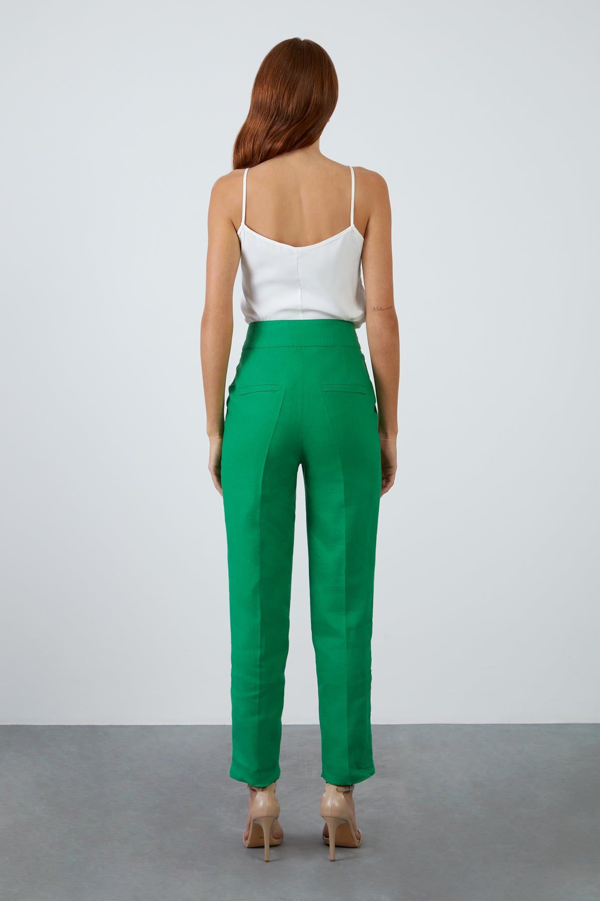 Cepli Keten Koyu Pantolon