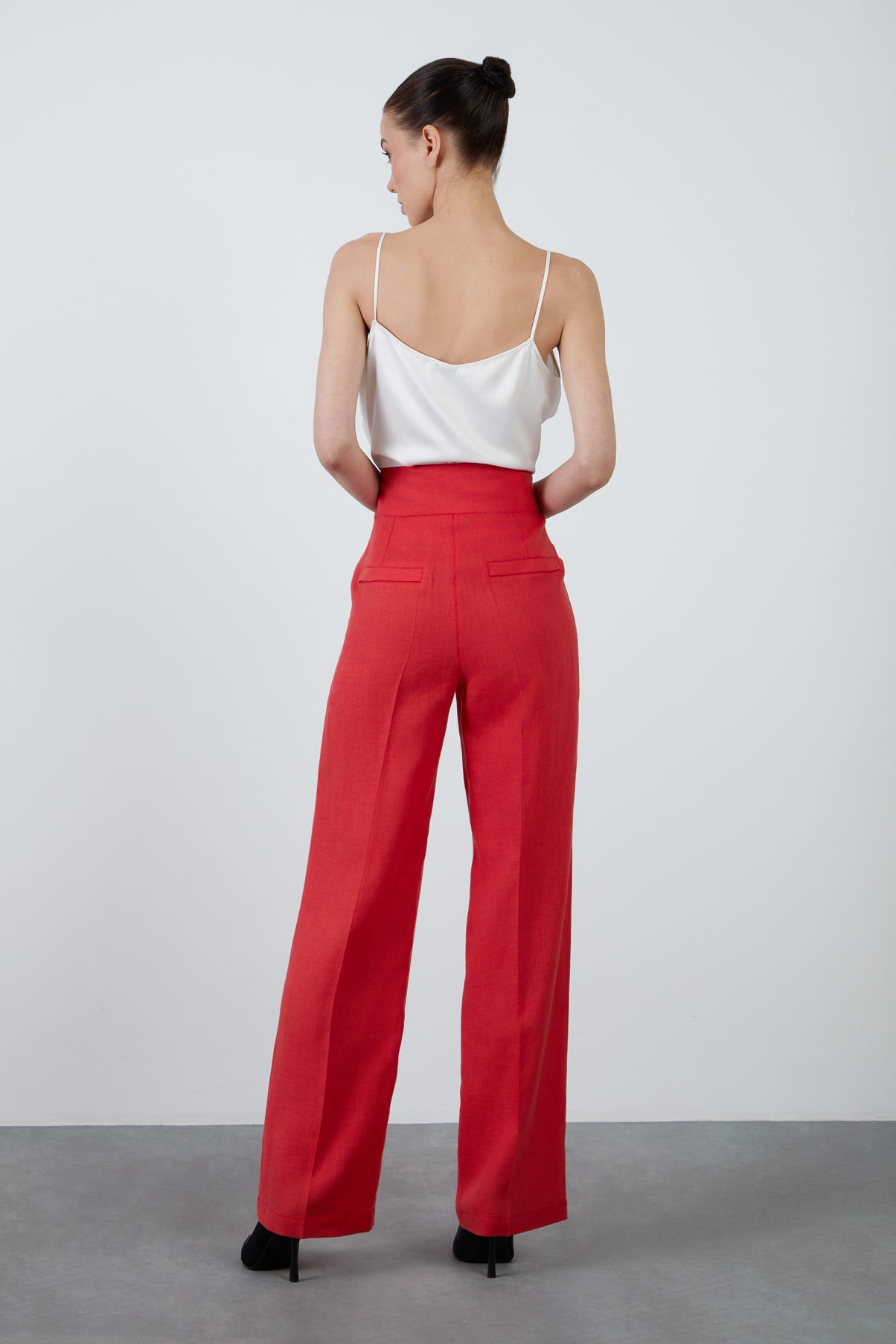 Düğmeli Keten Pantolon