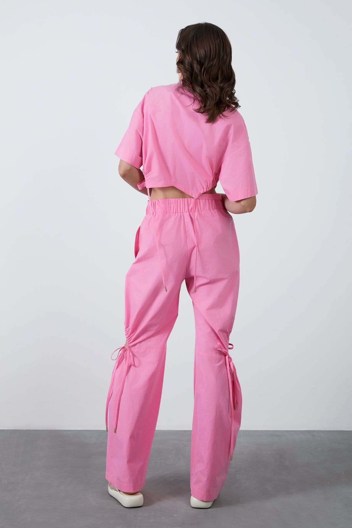 Pencere Detaylı Bol Paça Pantolon