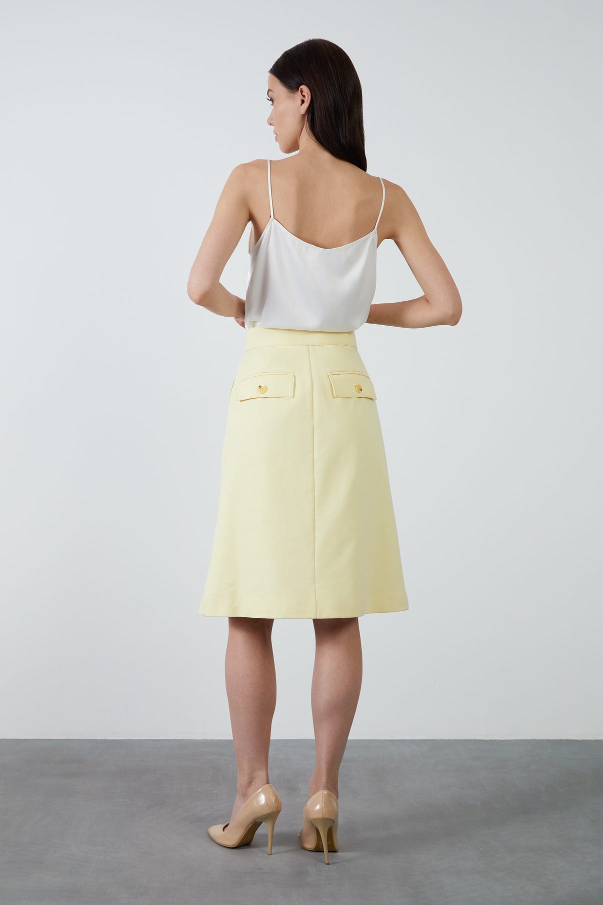 Kruvaze Kapama Kemik Düğmeli Etek