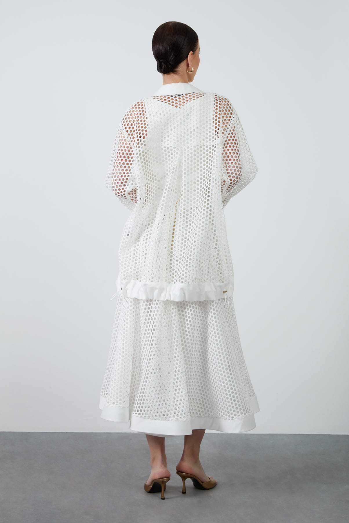 Cep Detaylı Fileli Uzun Gömlek