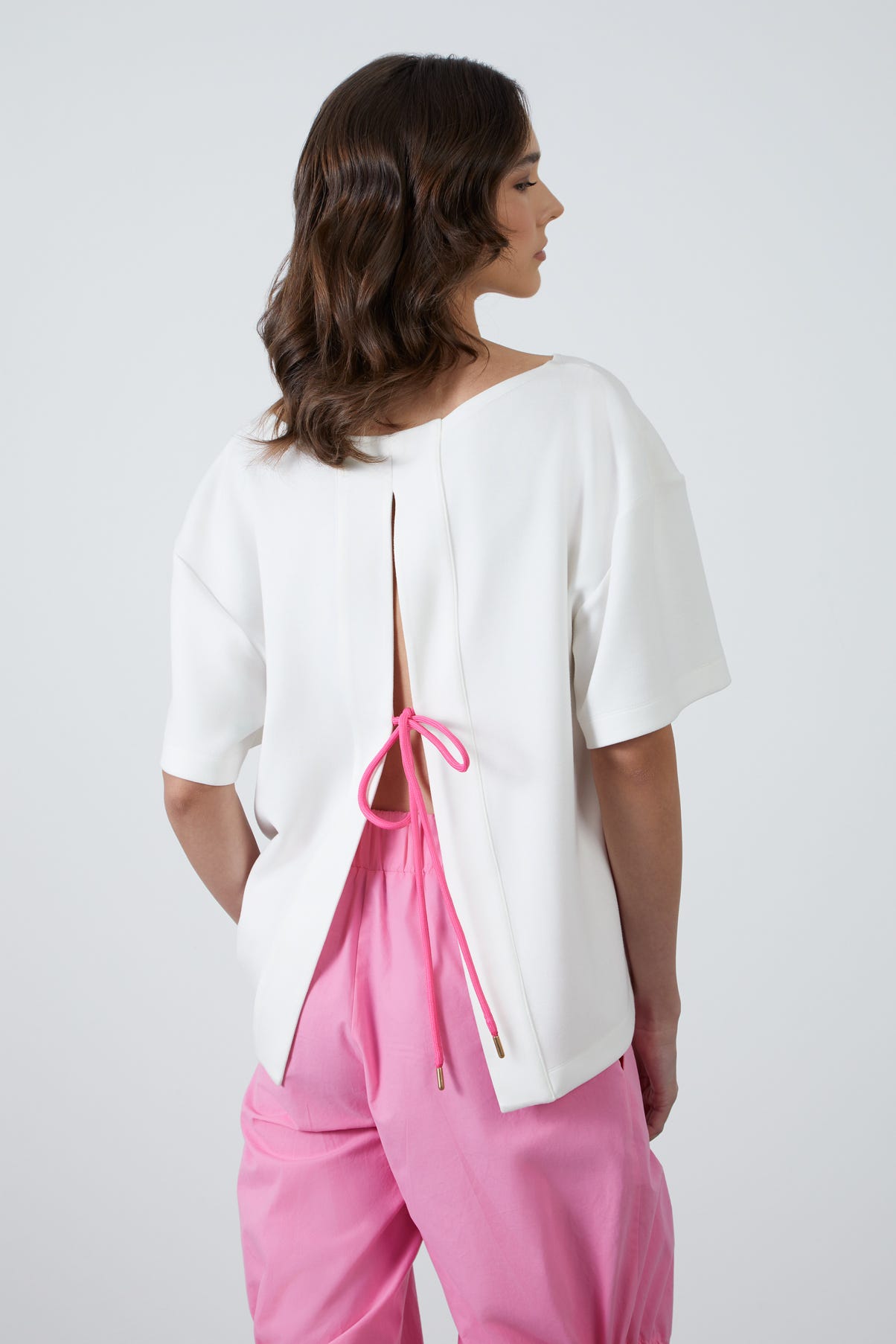 Baskı Detaylı Arkası Bağlamalı T-Shirt