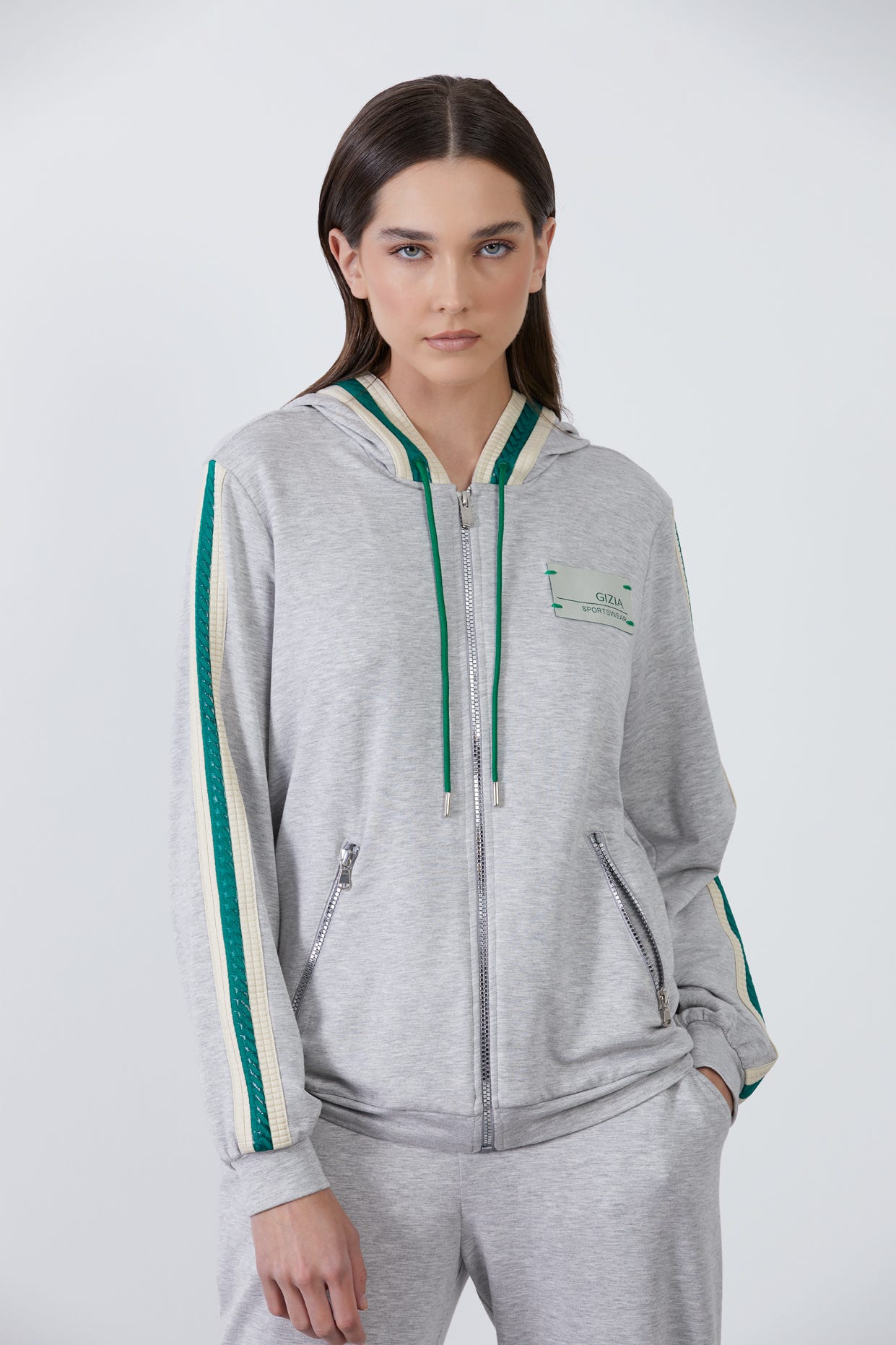 Şerit Detaylı Kapüşonlu Sweatshirt