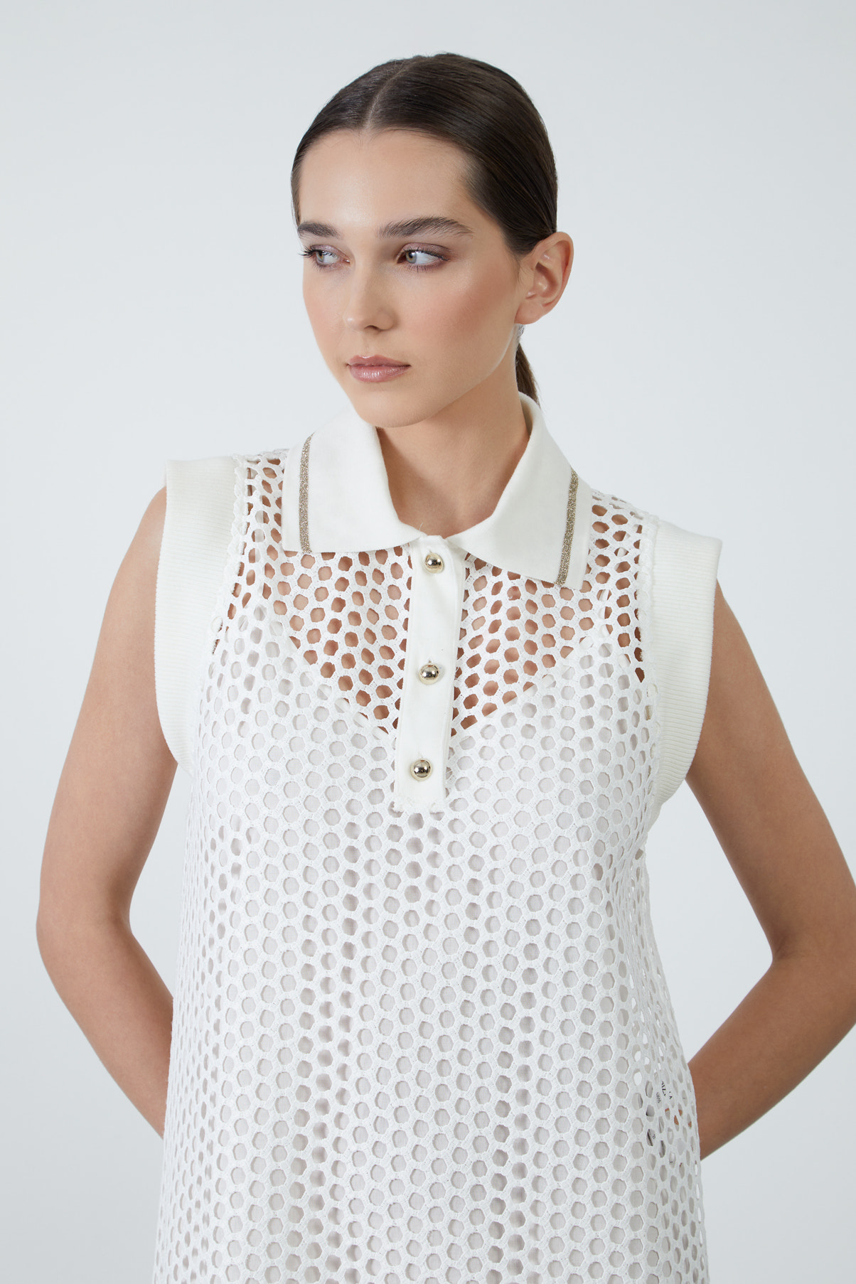 İç Elbiseli File Uzun Elbise