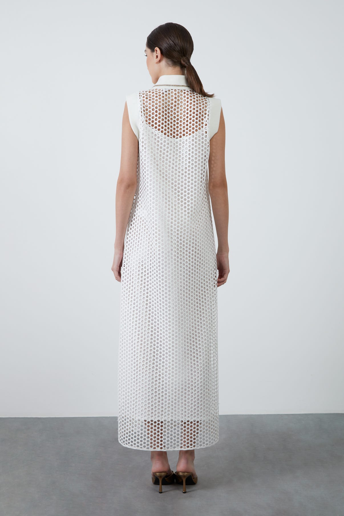 İç Elbiseli File Uzun Elbise