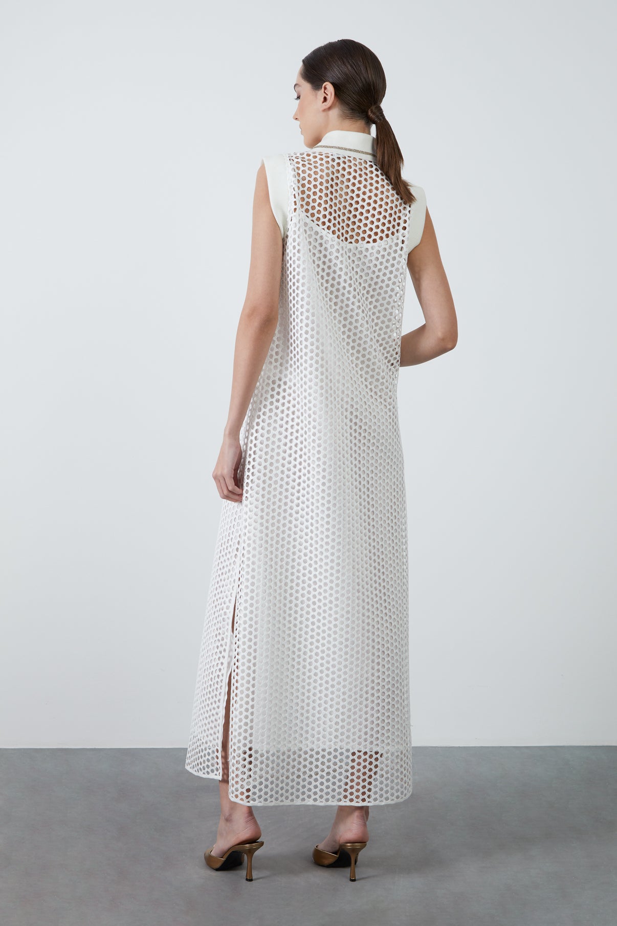 İç Elbiseli File Uzun Elbise