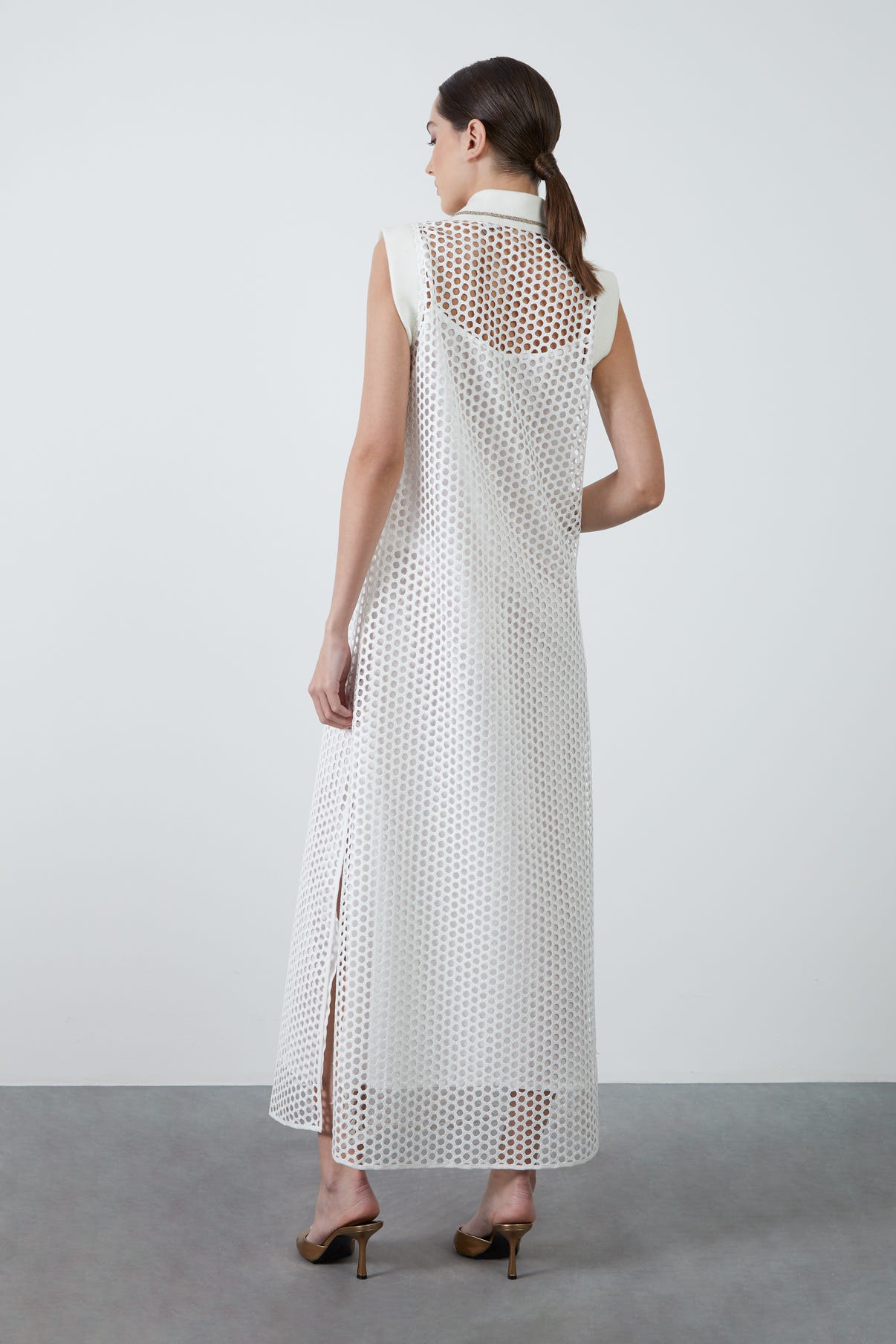 İç Elbiseli File Uzun Elbise