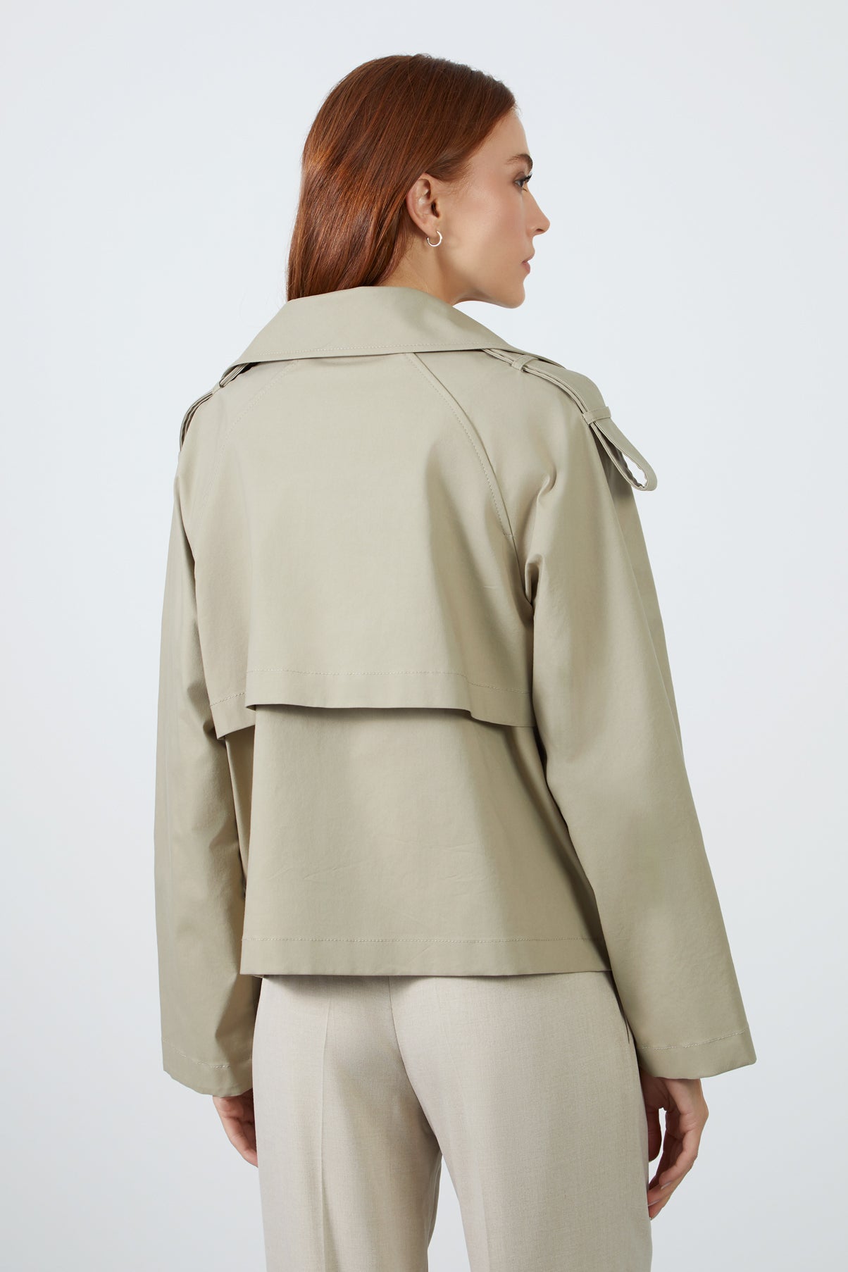 Kruvaze Kapamalı Omuz Apoletli Trenç