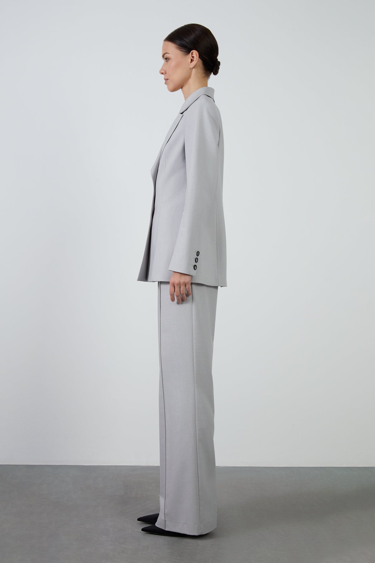 Mono Kapamalı Bele Oturan Pol Paça Pantolonlu Takım