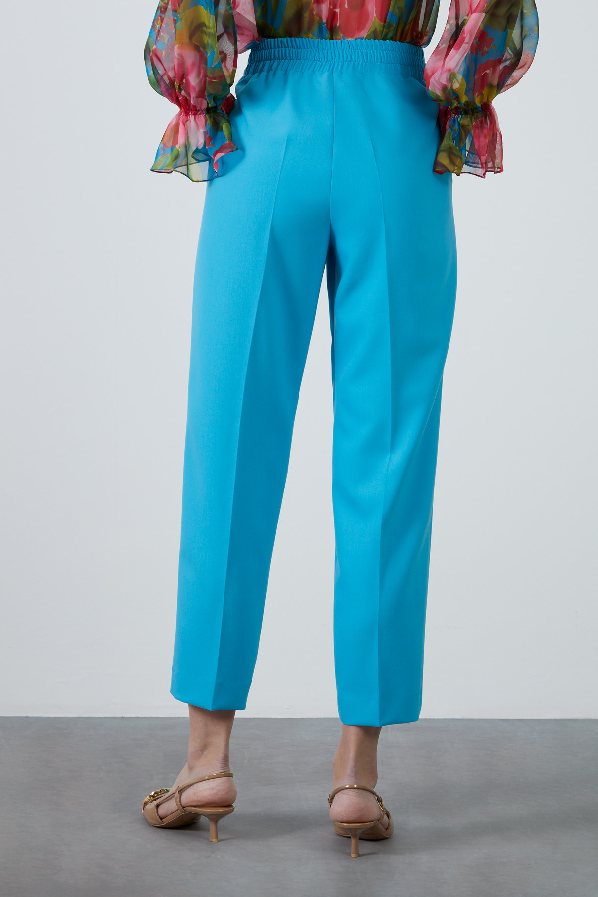 Metal Düğmeli Turkuaz Havuç Pantolon