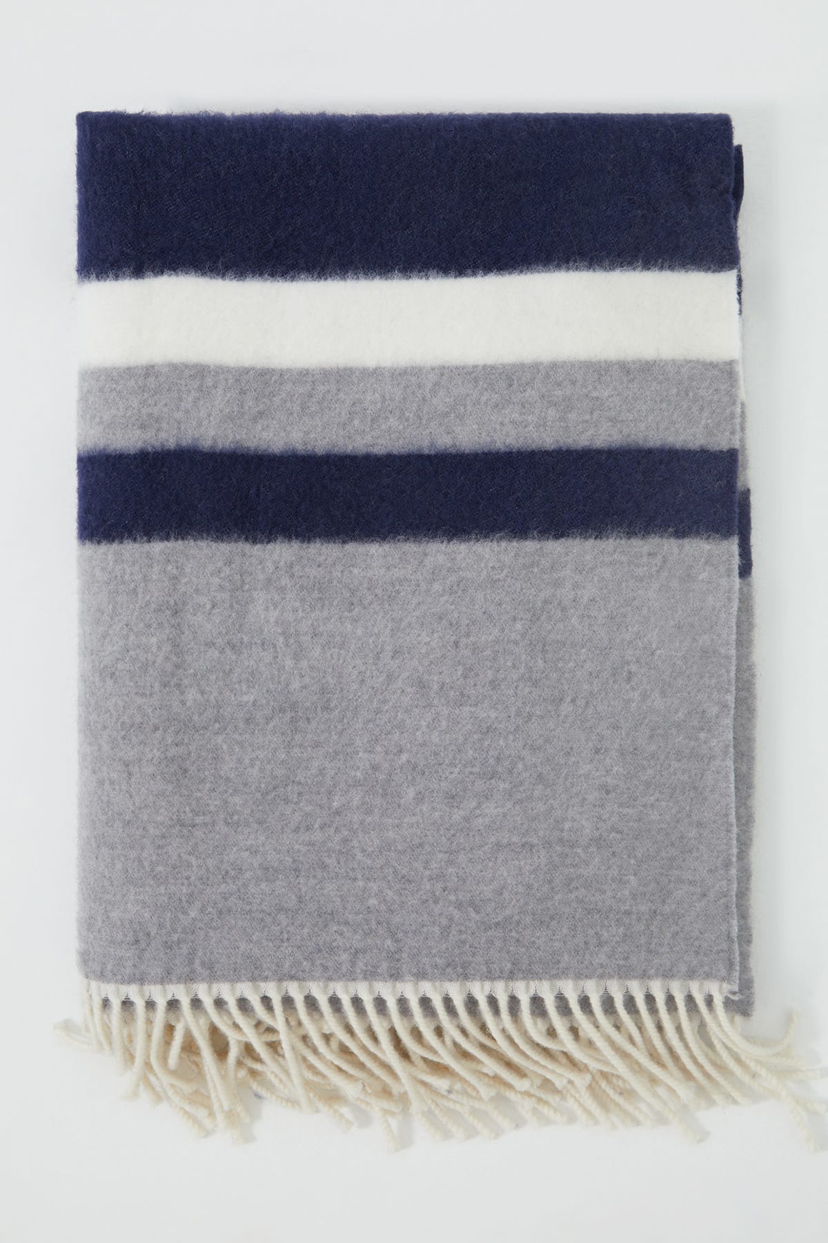 Püskül Detaylı Çizgi Desenli Şal