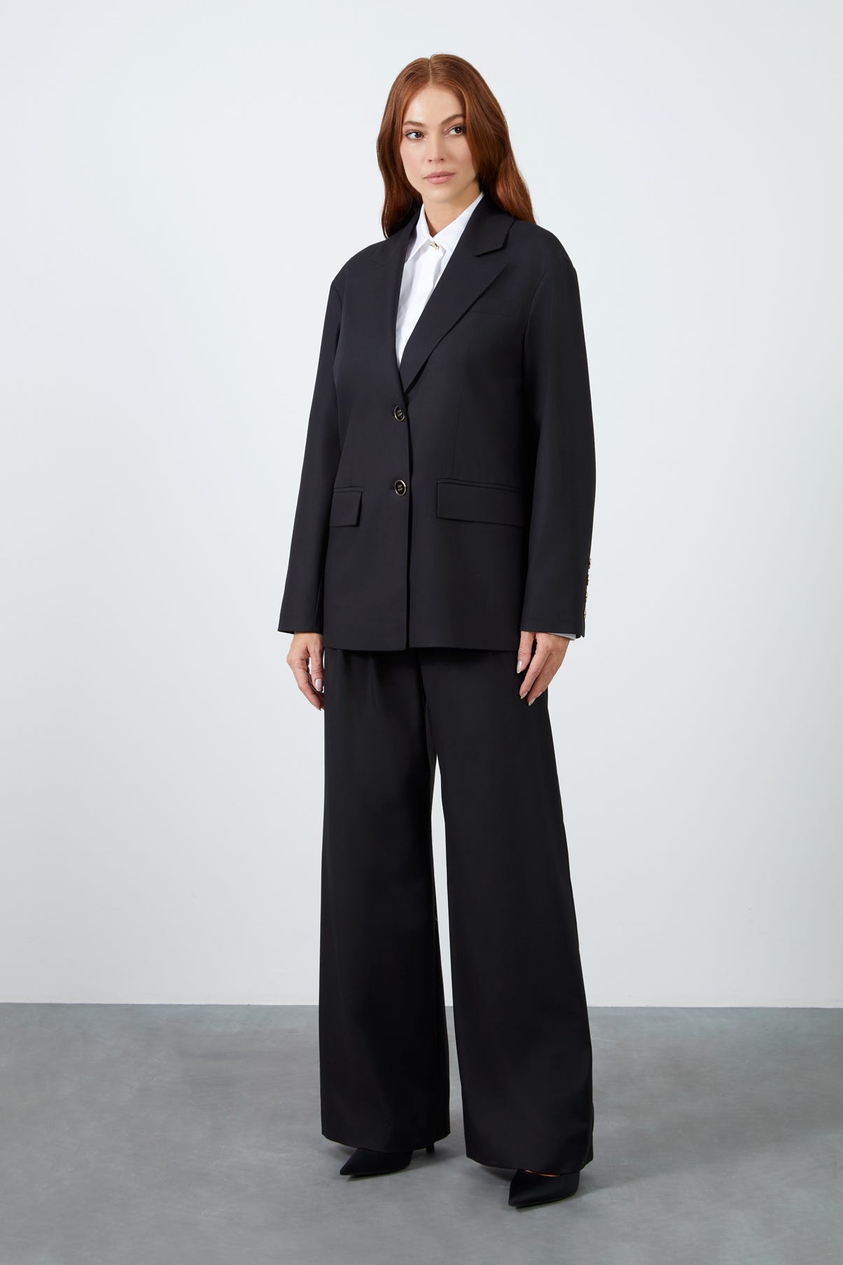 Rahat Kesim Ceketli Palazzo Pantolonlu Takım