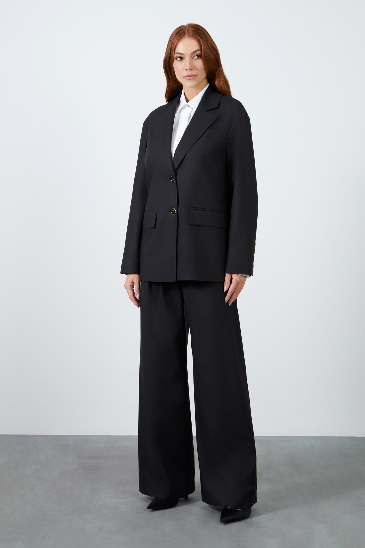 Rahat Kesim Ceketli Palazzo Pantolonlu Takım