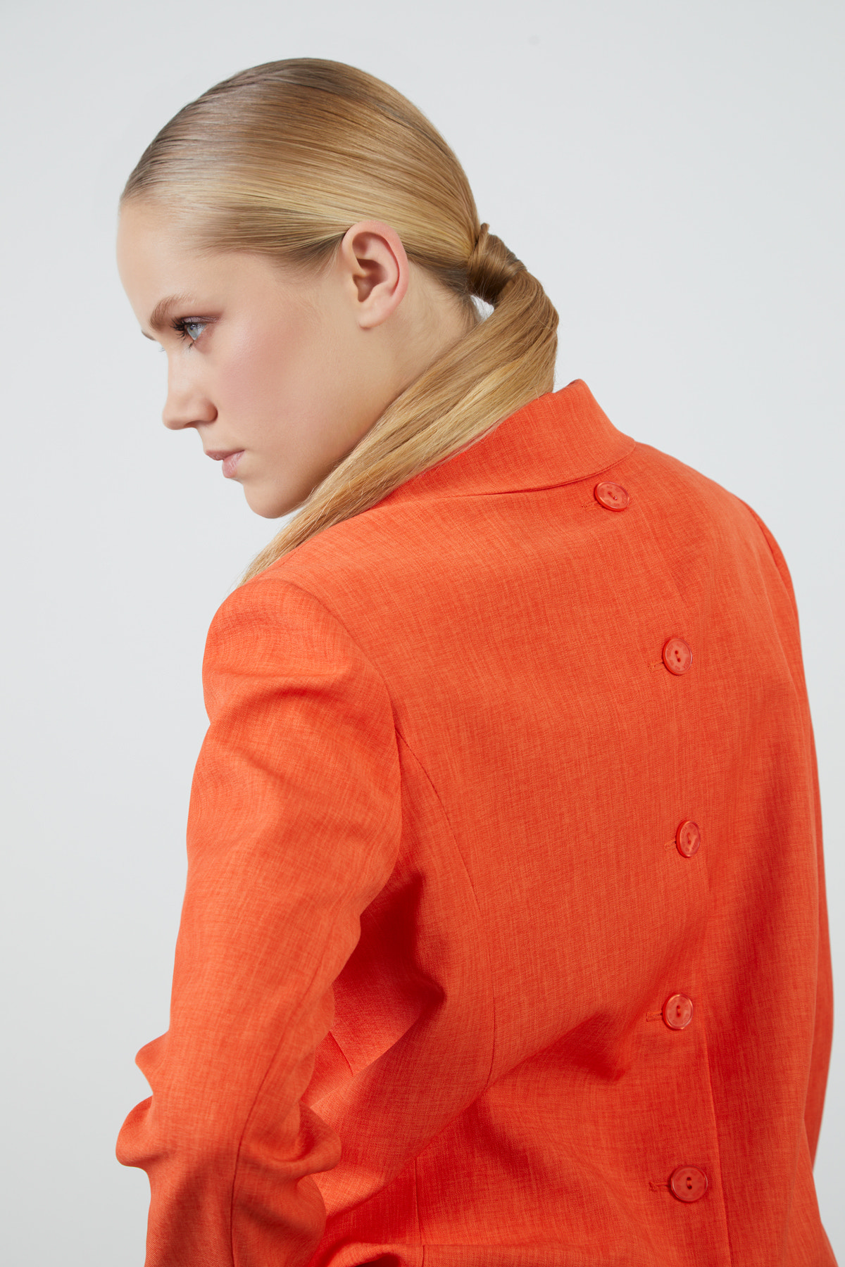 Sırt Düğme Detaylı Üç Cepli Rahat Kesim Turuncu Takım