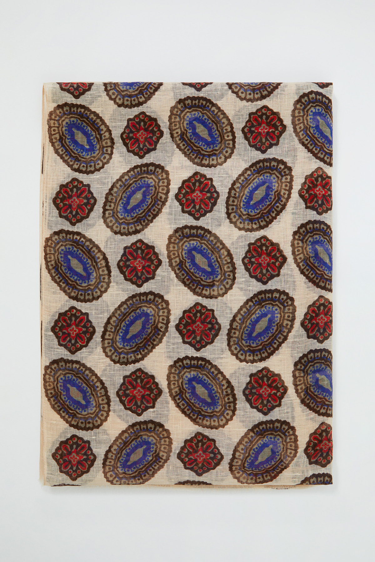 Etnik Desenli Keten Şal