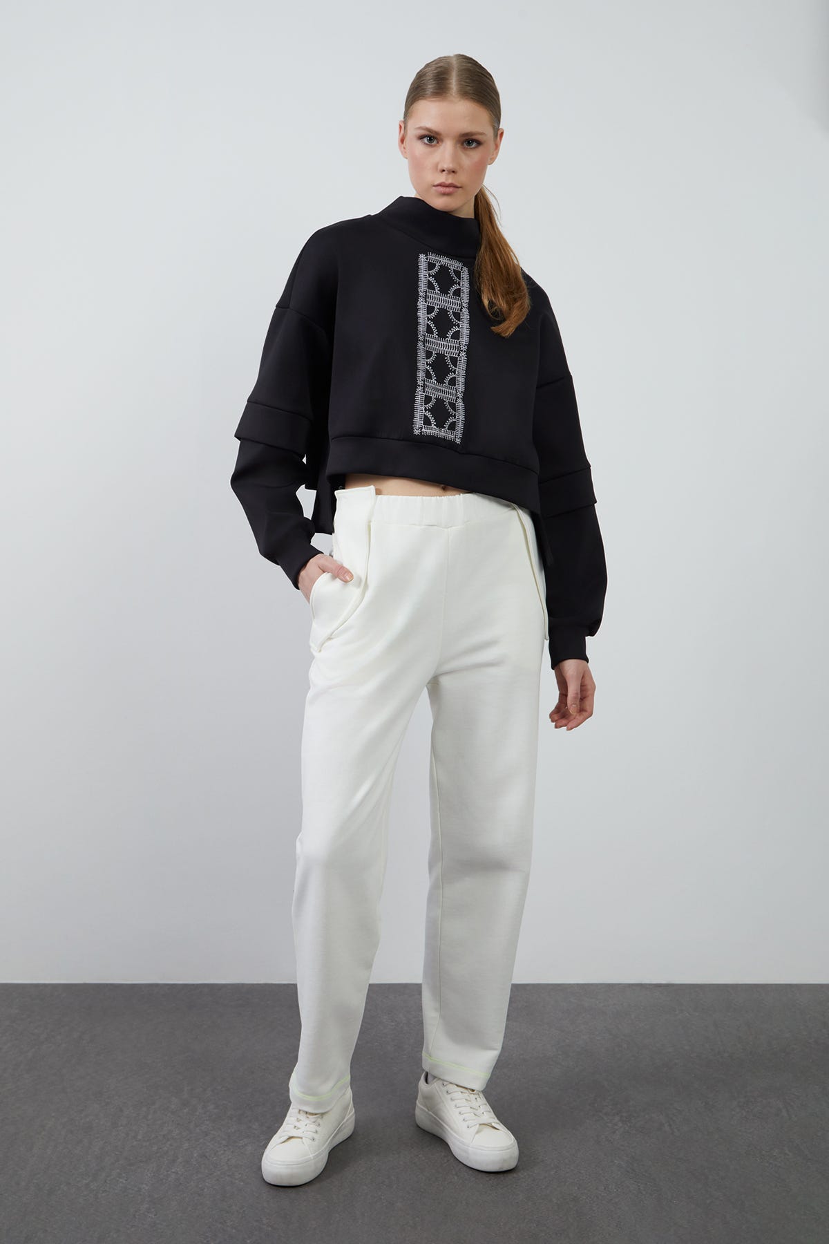 Kontrast Renk Dikişli Pantolon