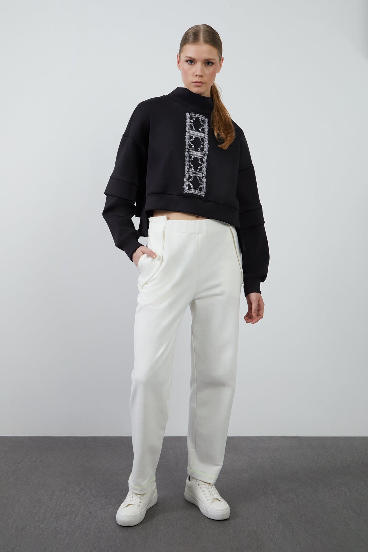 Kontrast Renk Dikişli Pantolon