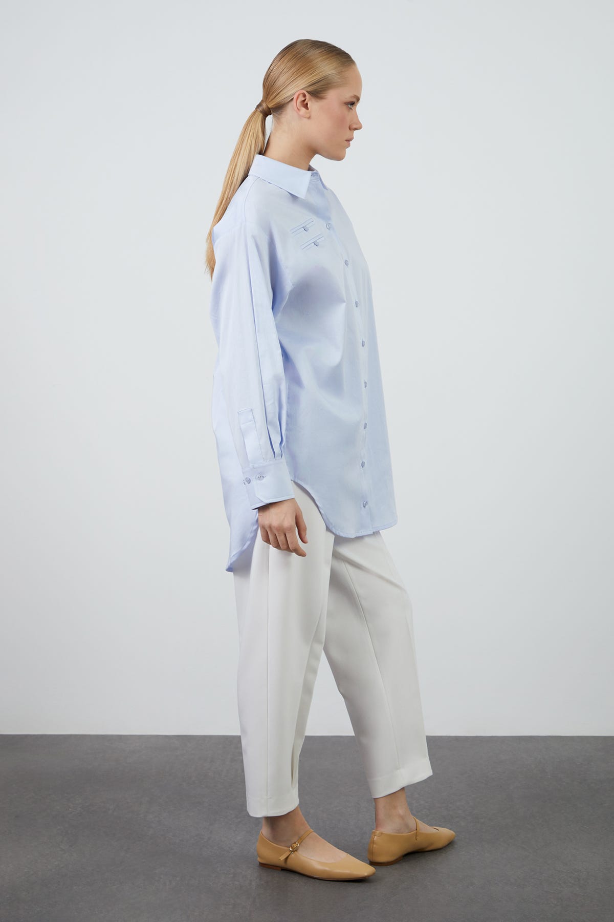 Cep Süslemeli Poplin Gömlek