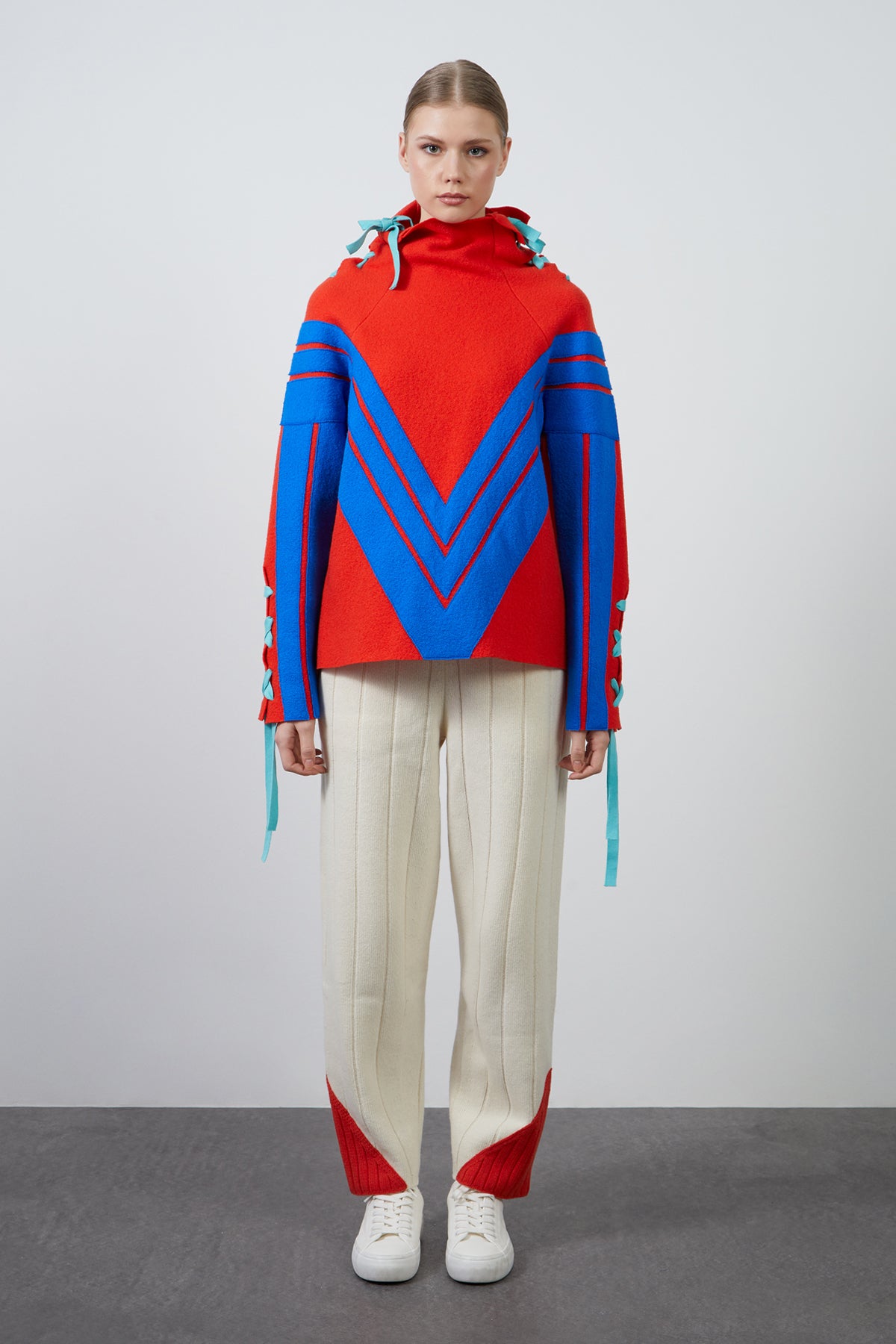 Tie Detailed Turtleneck Sweater