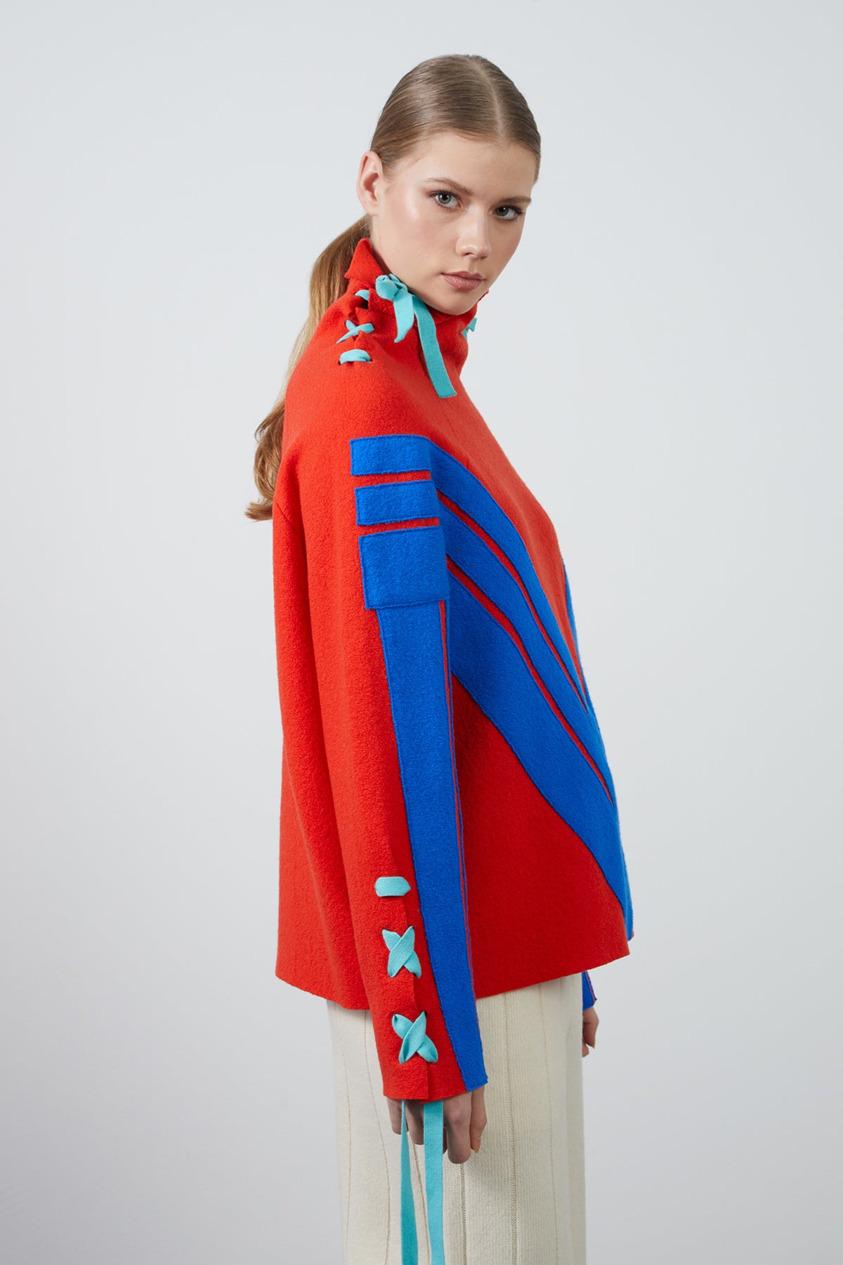 Tie Detailed Turtleneck Sweater