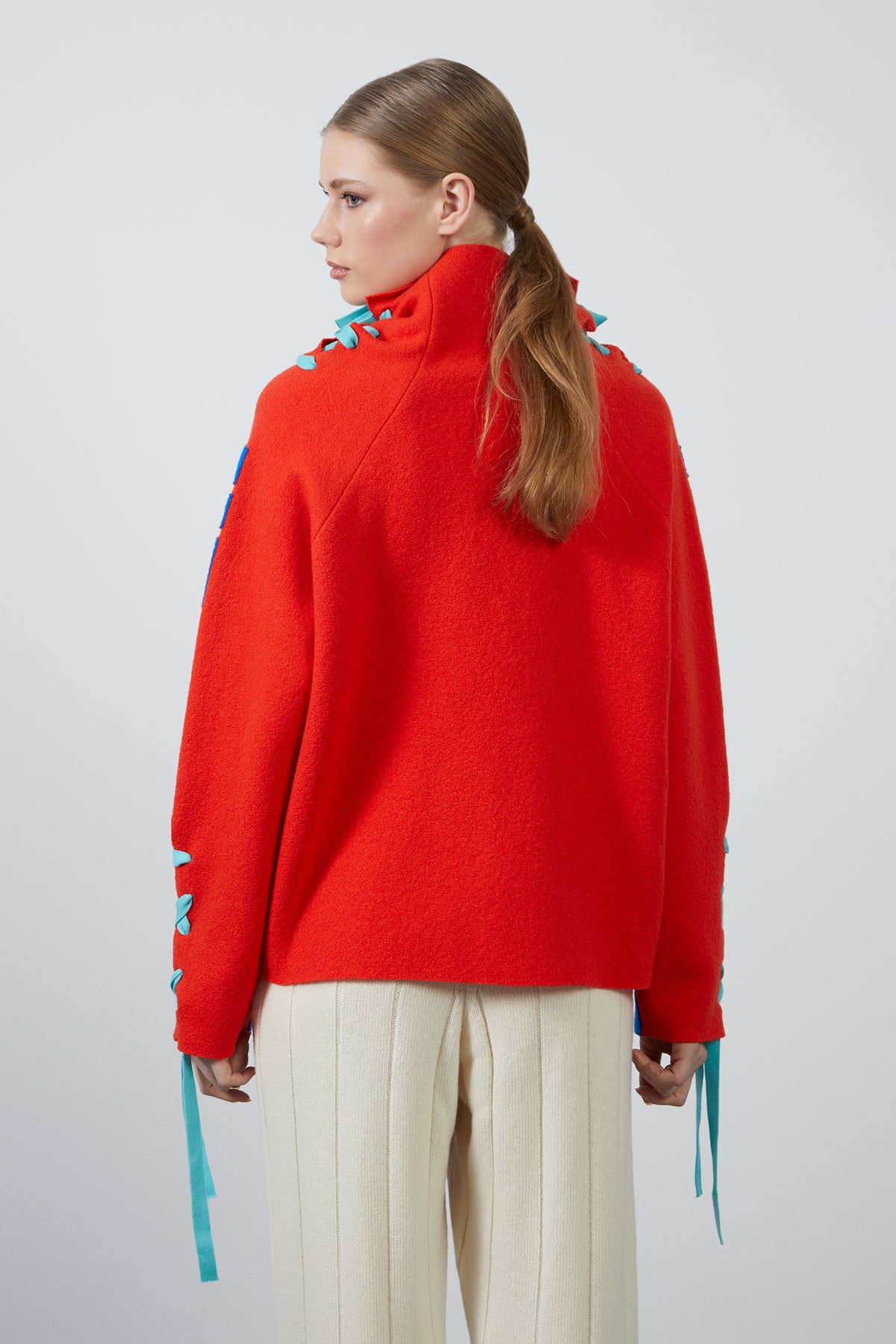 Tie Detailed Turtleneck Sweater