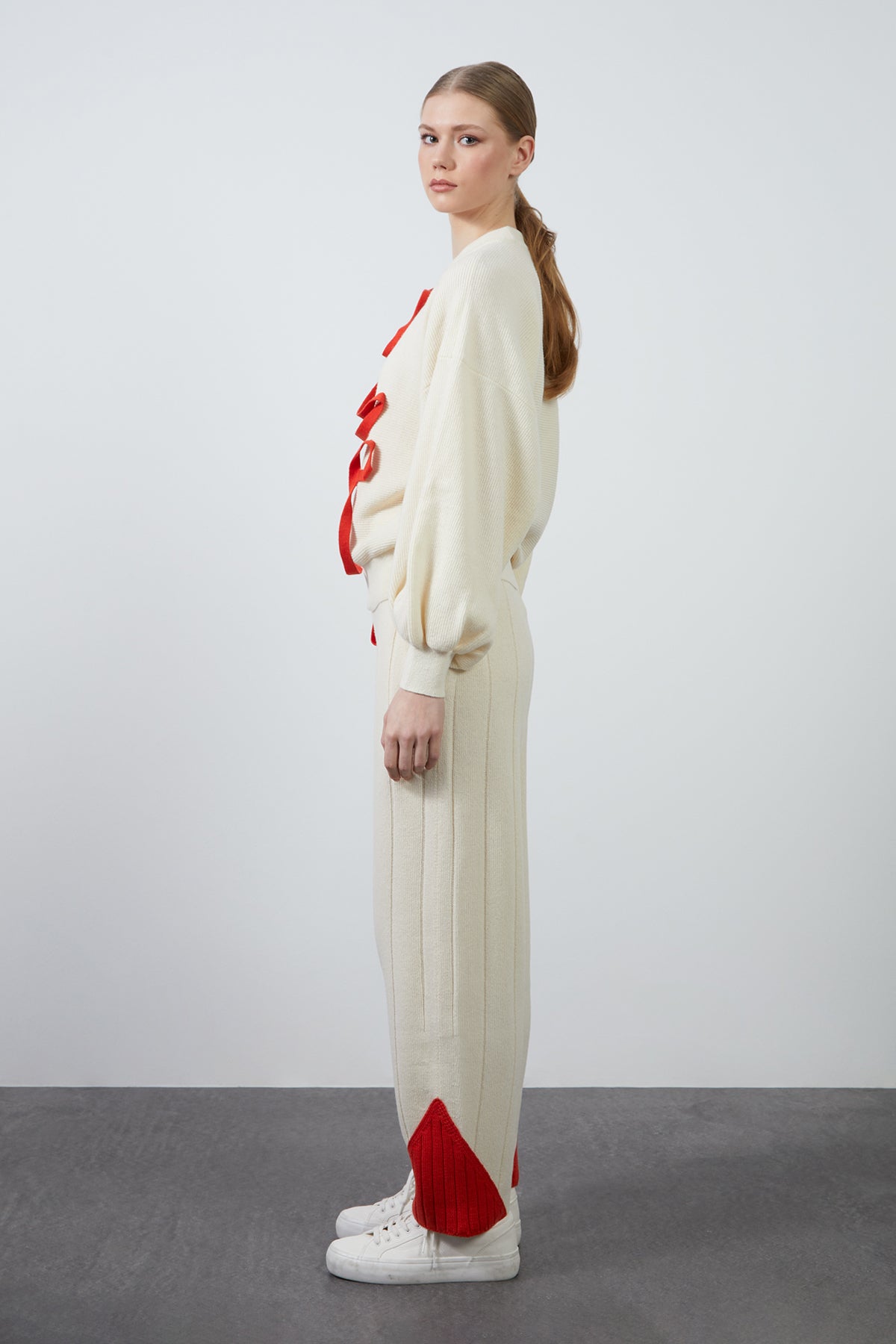 Renkli Şerit Detaylı Triko Kazak