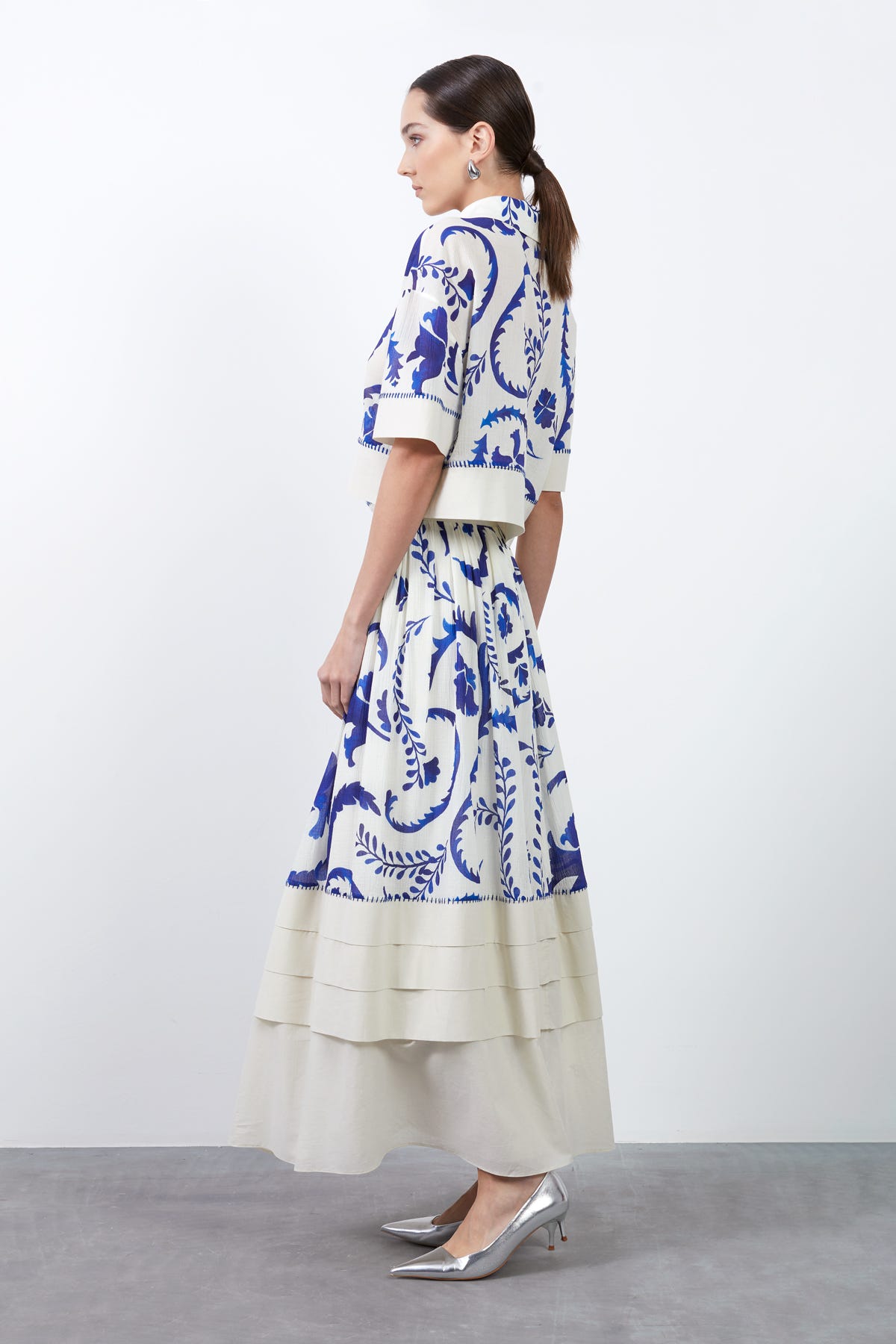 Dikiş Detaylı Desenli Gömlek