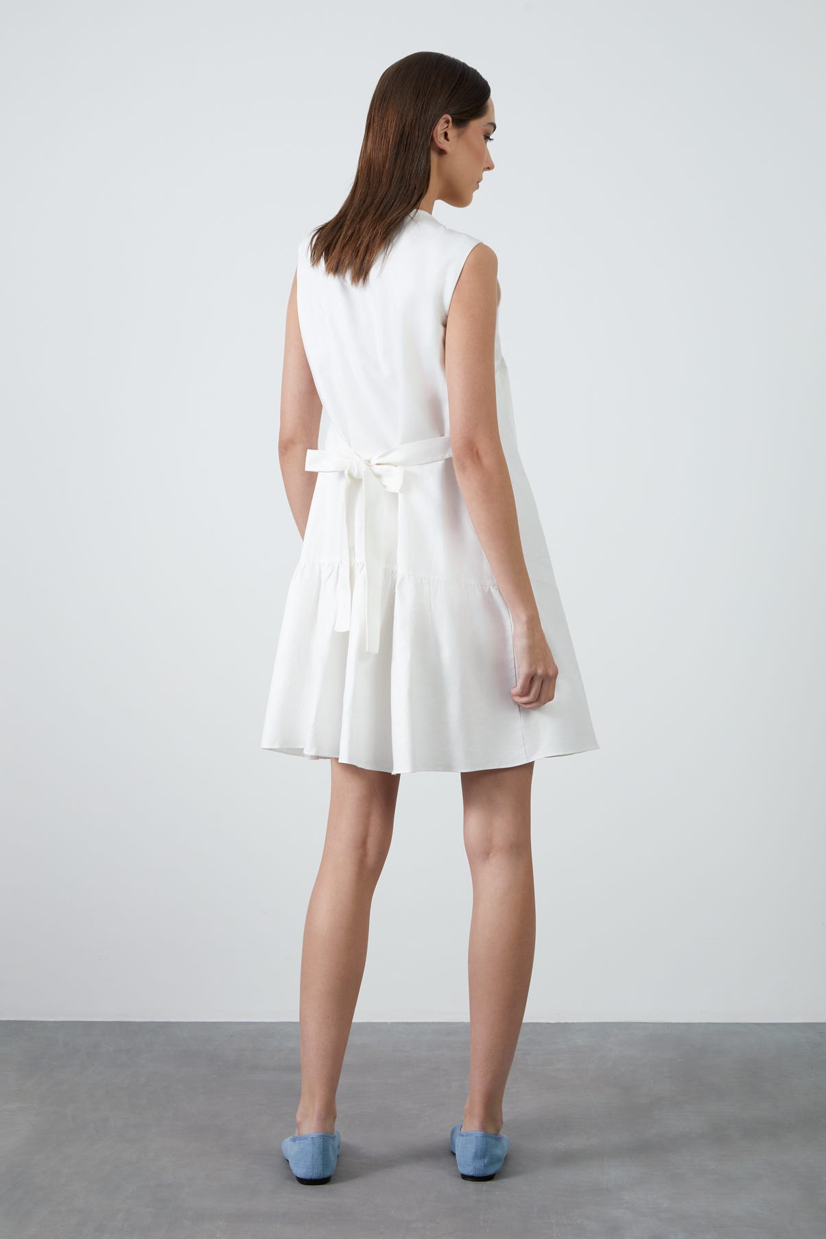 Süs Dikiş Detaylı Poplin Mini Elbise