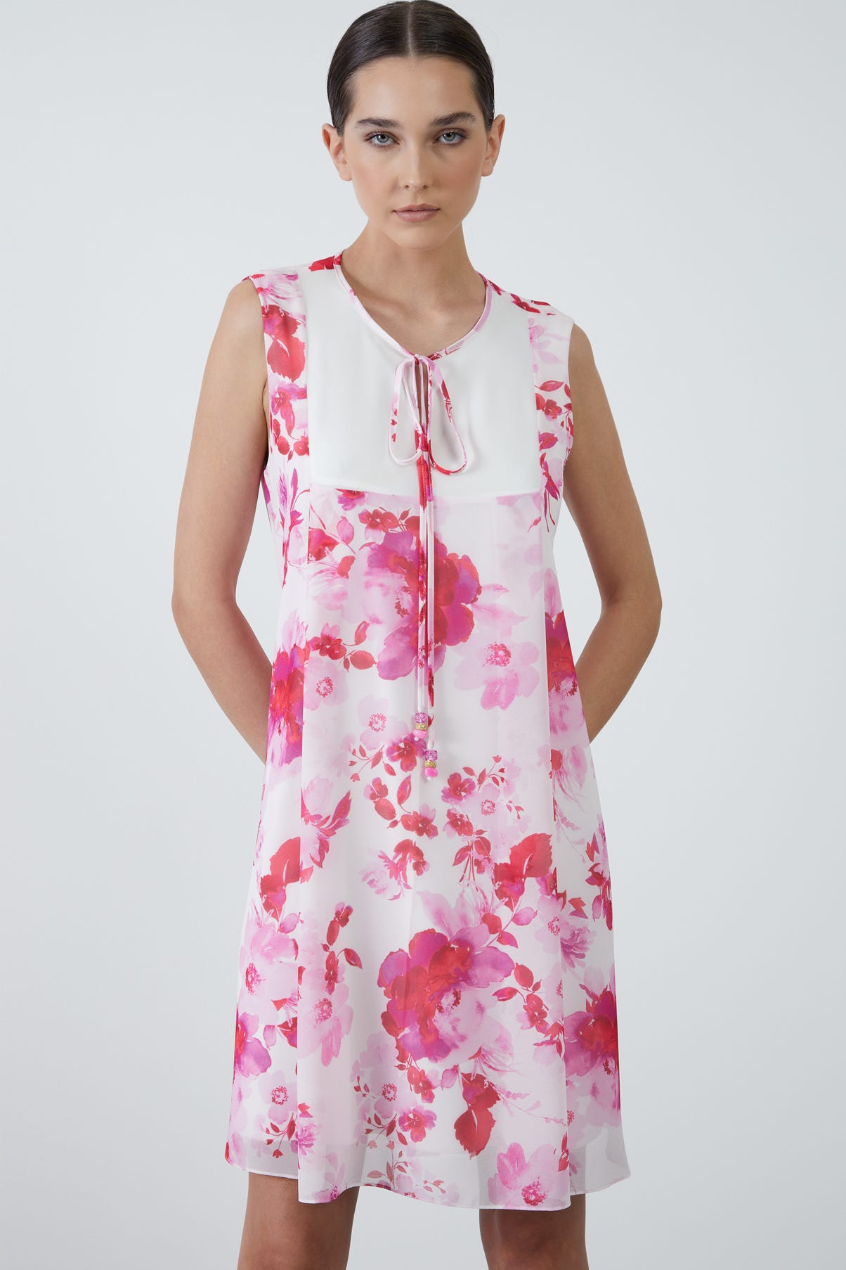 Desenli Şifon Mini Elbise