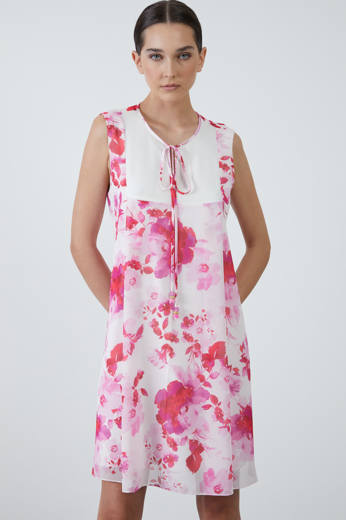 Desenli Şifon Mini Elbise