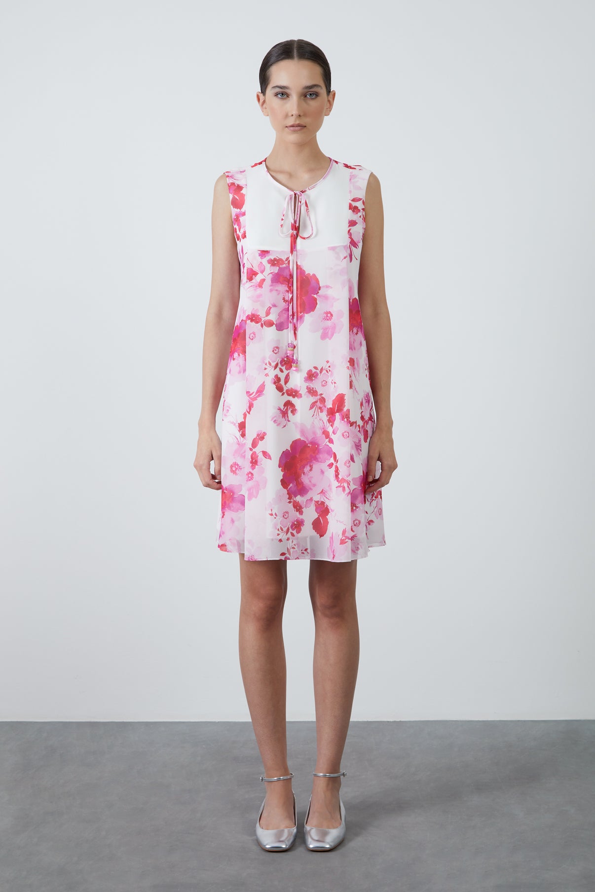 Desenli Şifon Mini Elbise