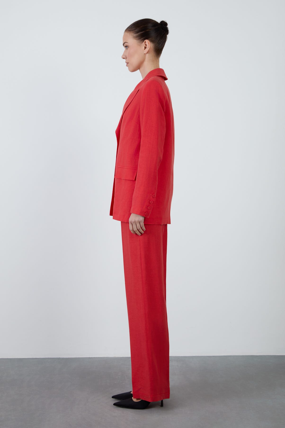 Uzun Kollu Keten Ceket