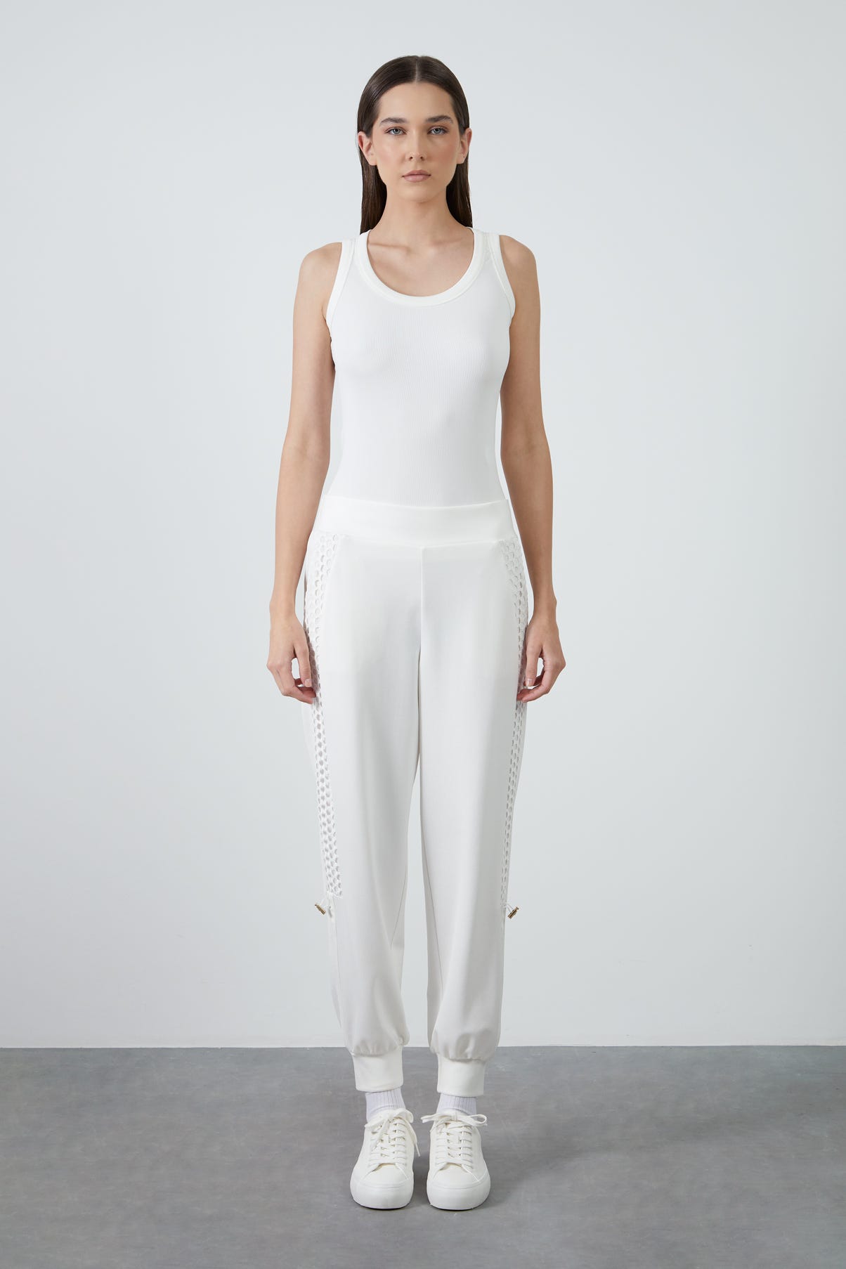 Yanları File Detaylı Paça Bantlı Eşofman Altı