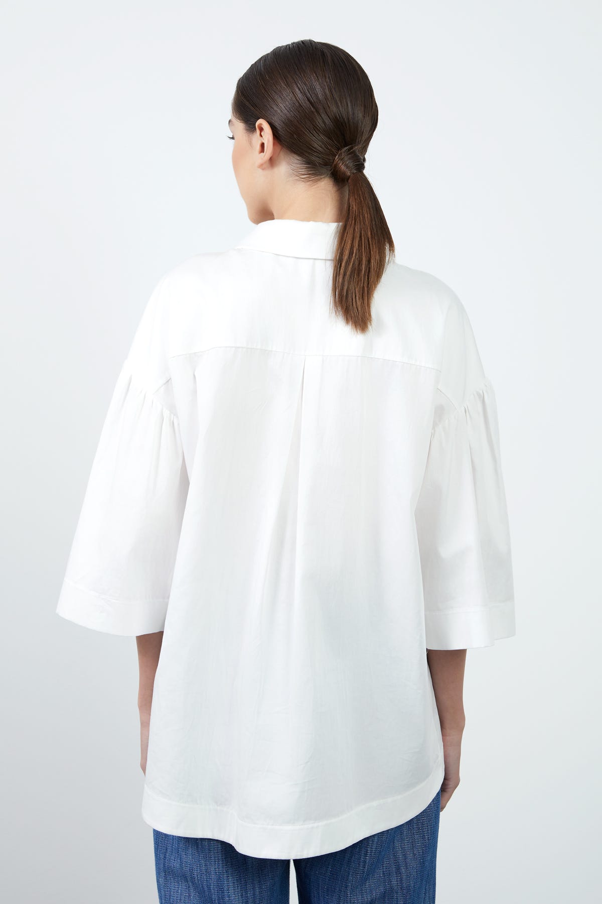 Dikiş Detaylı Nakışlı Poplin Gömlek