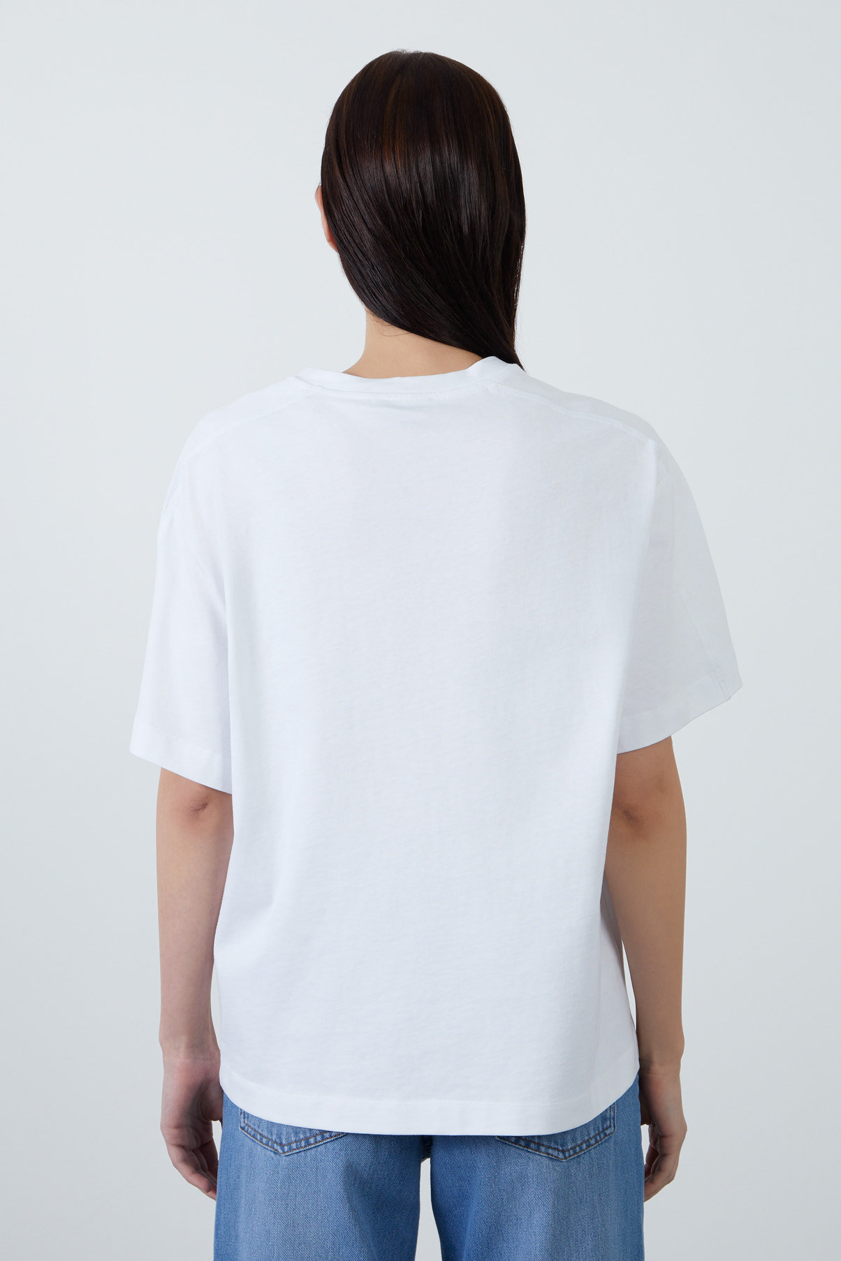 Ön Beden Gül Baskı Detaylı Kısa Kollu T-Shirt