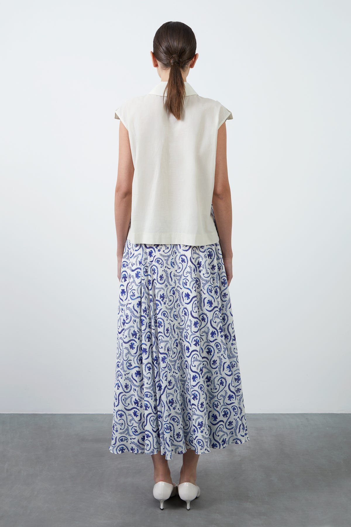 Fermuar Detaylı Önü Desenli Bluz