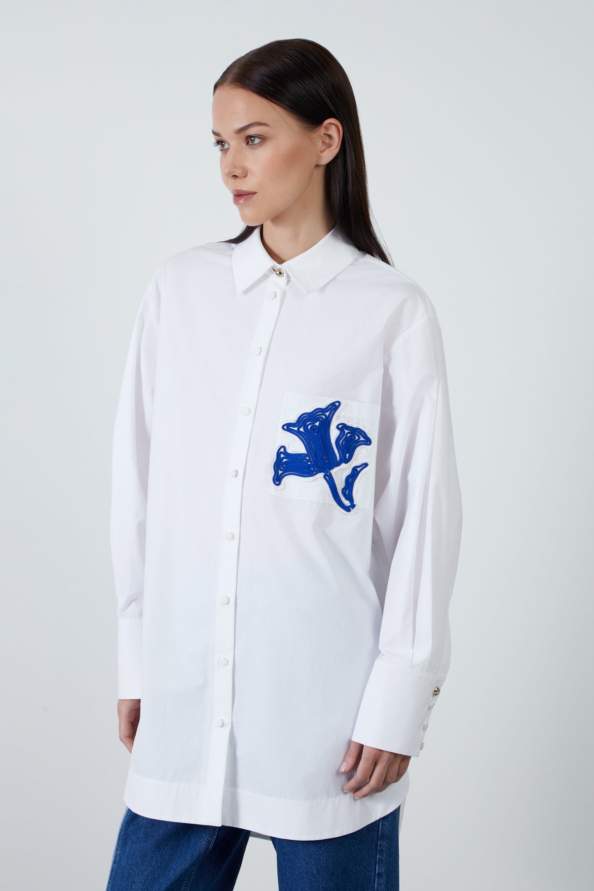 Cebi Nakış Detaylı Poplin Gömlek