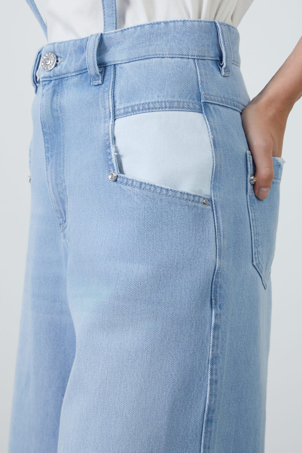 Metal Köprülü Palazzo Denim Pantolon