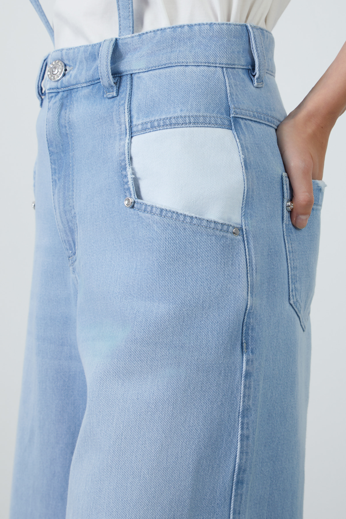 Metal Köprülü Palazzo Denim Pantolon