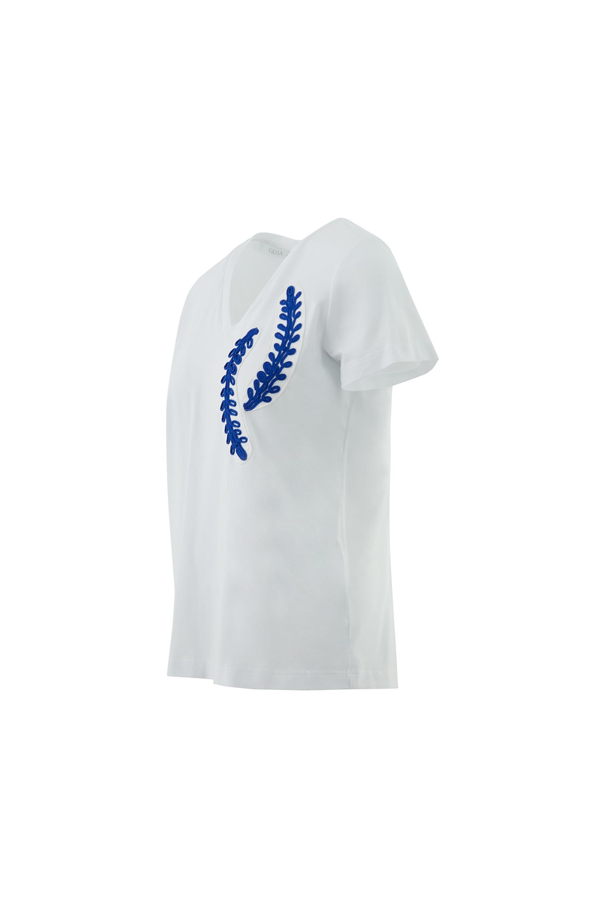 Nakış Detaylı V Yaka Basic T-shirt