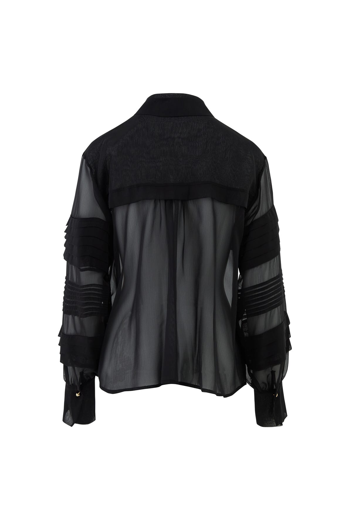 Kolları Nevrür Detaylı Transparan Şifon Gömlek