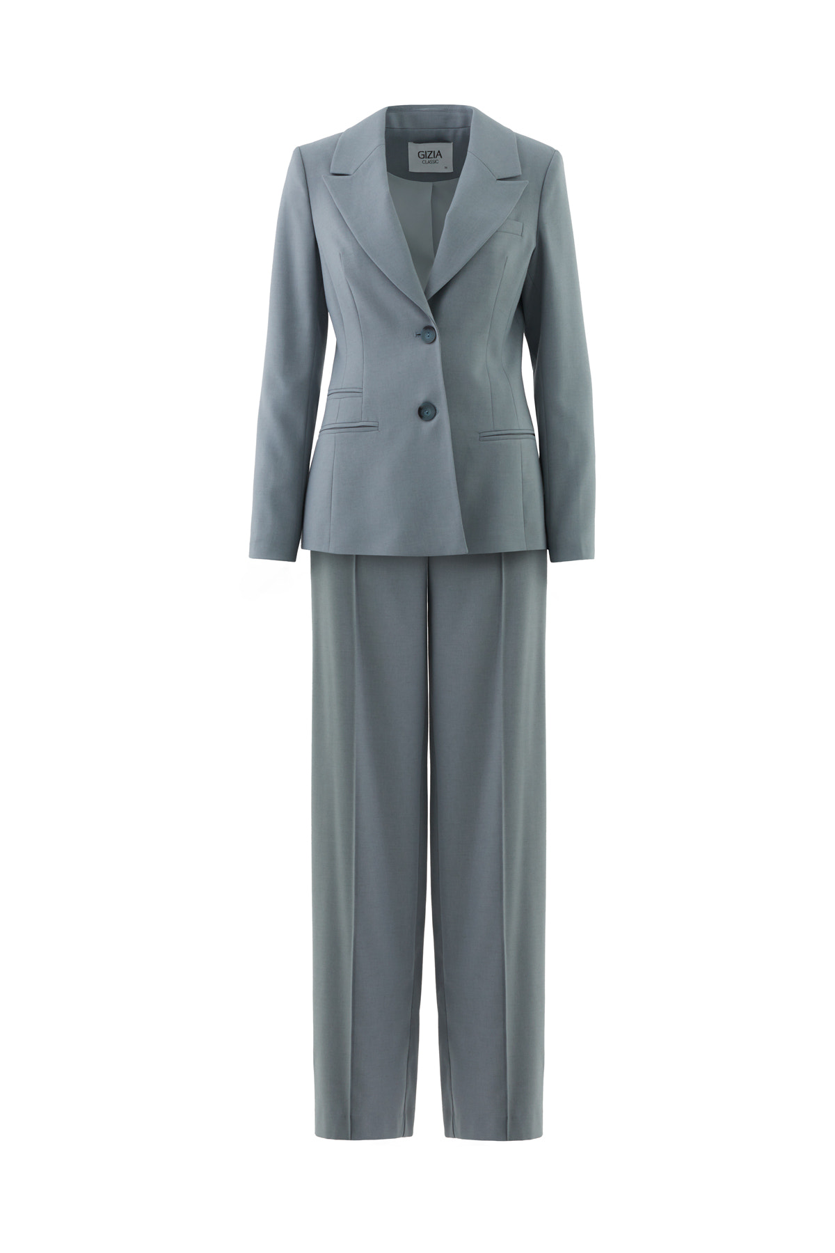Mono Kapamalı Ceket Ve Palazzo Pantolonlu Mavi Takım