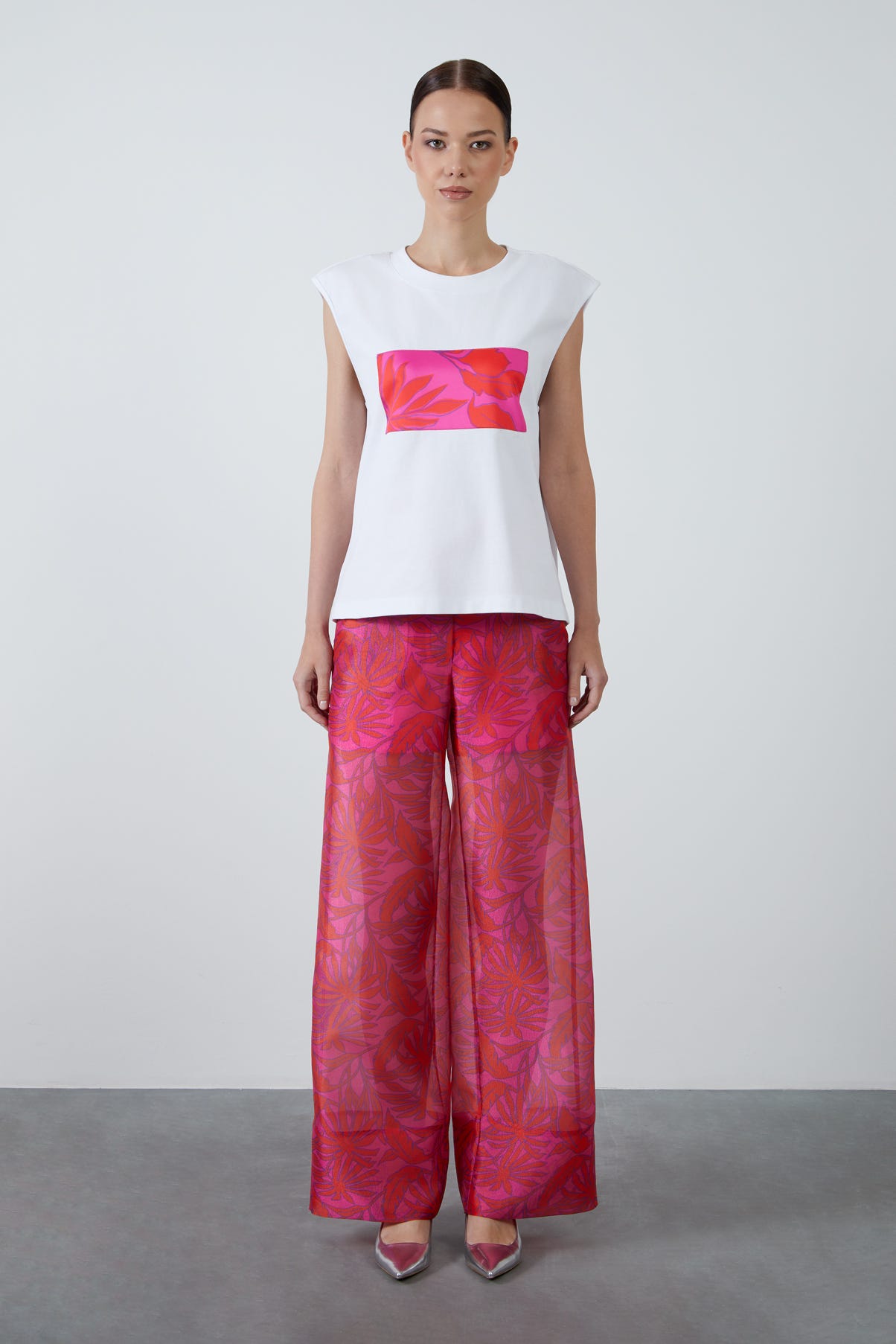 Ön Beden Pano Desenli Bluz