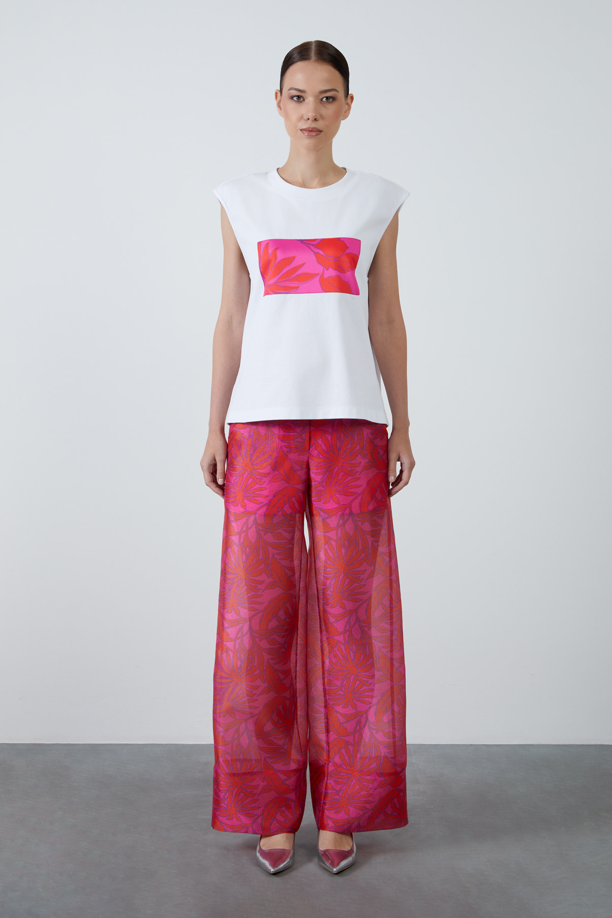 Ön Beden Pano Desenli Bluz